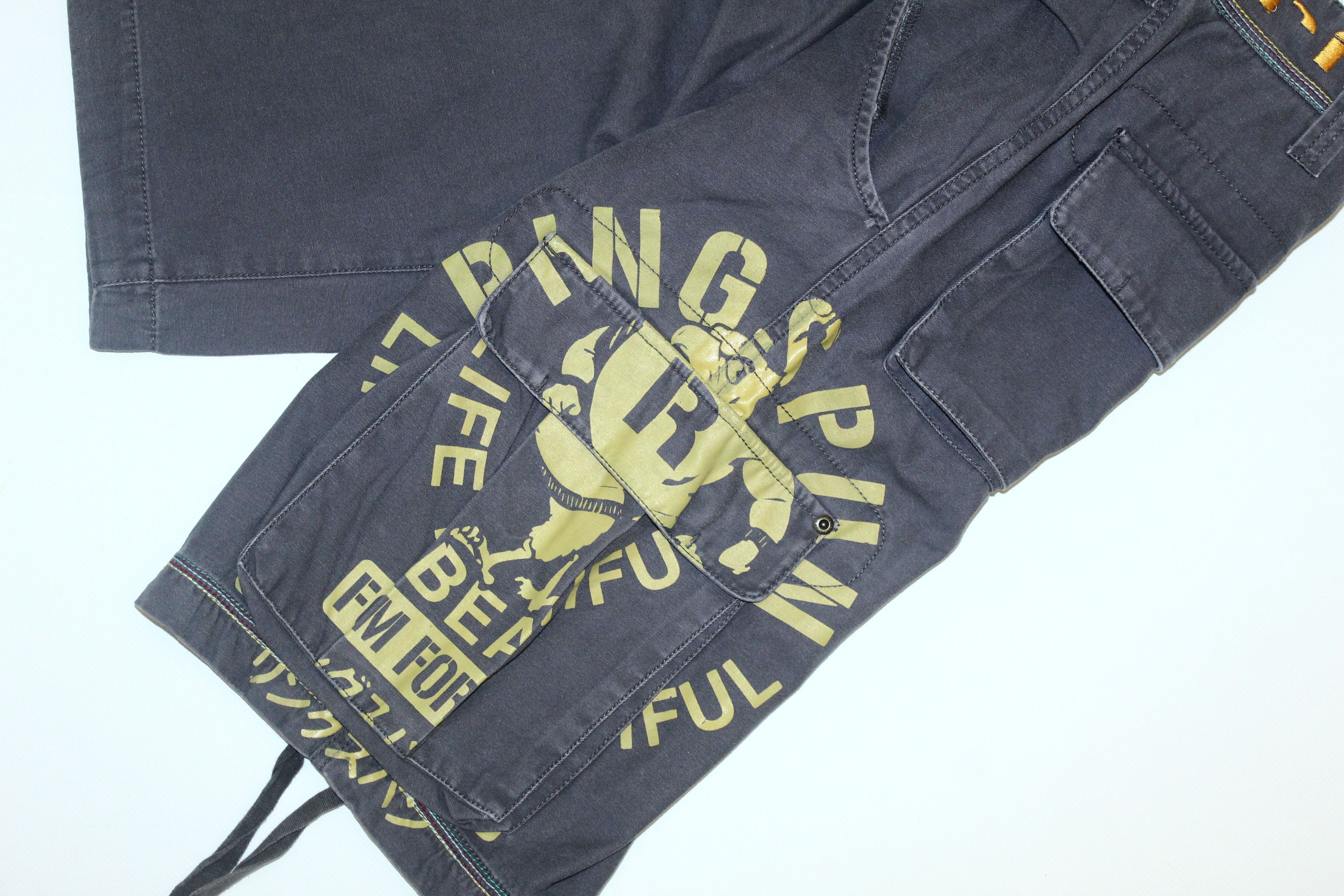 Japanese Brand 🔥VTG🔥 Ringspun Dicanio Charcoal Wash Utility Cargo Shorts Size US 33 - 7 Thumbnail