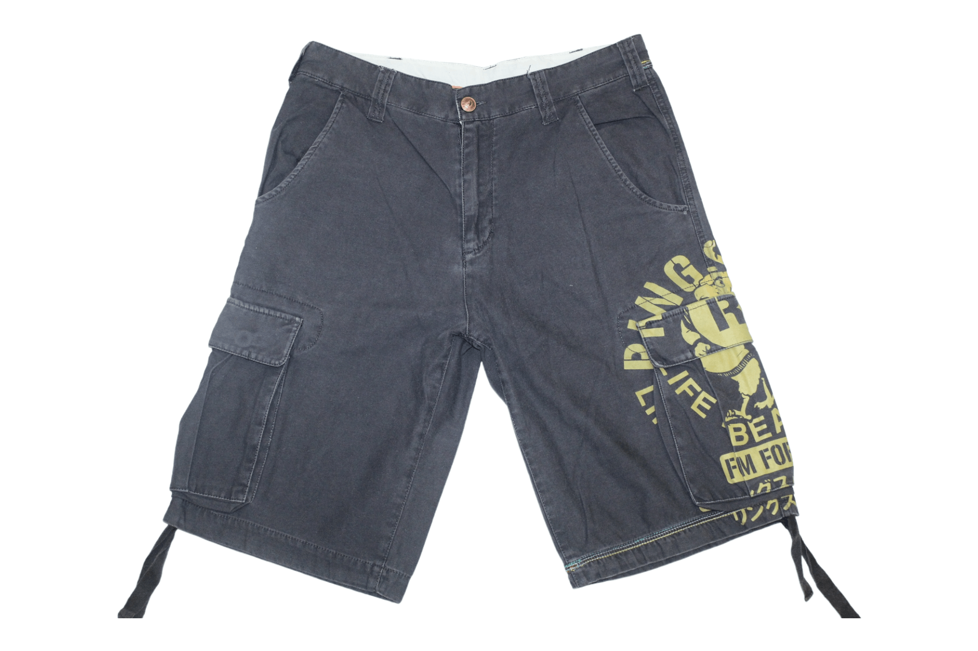 Japanese Brand 🔥VTG🔥 Ringspun Dicanio Charcoal Wash Utility Cargo Shorts Size US 33 - 1 Thumbnail