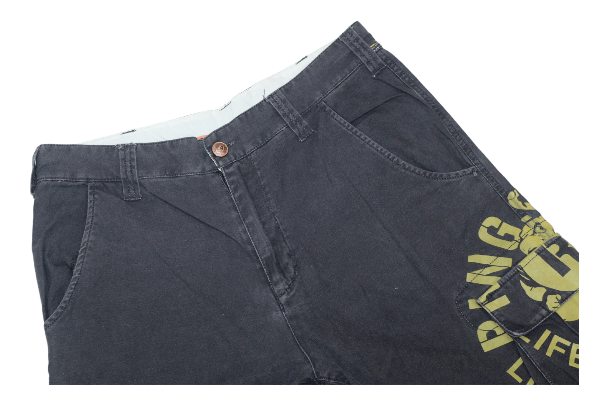 Japanese Brand 🔥VTG🔥 Ringspun Dicanio Charcoal Wash Utility Cargo Shorts Size US 33 - 4 Thumbnail