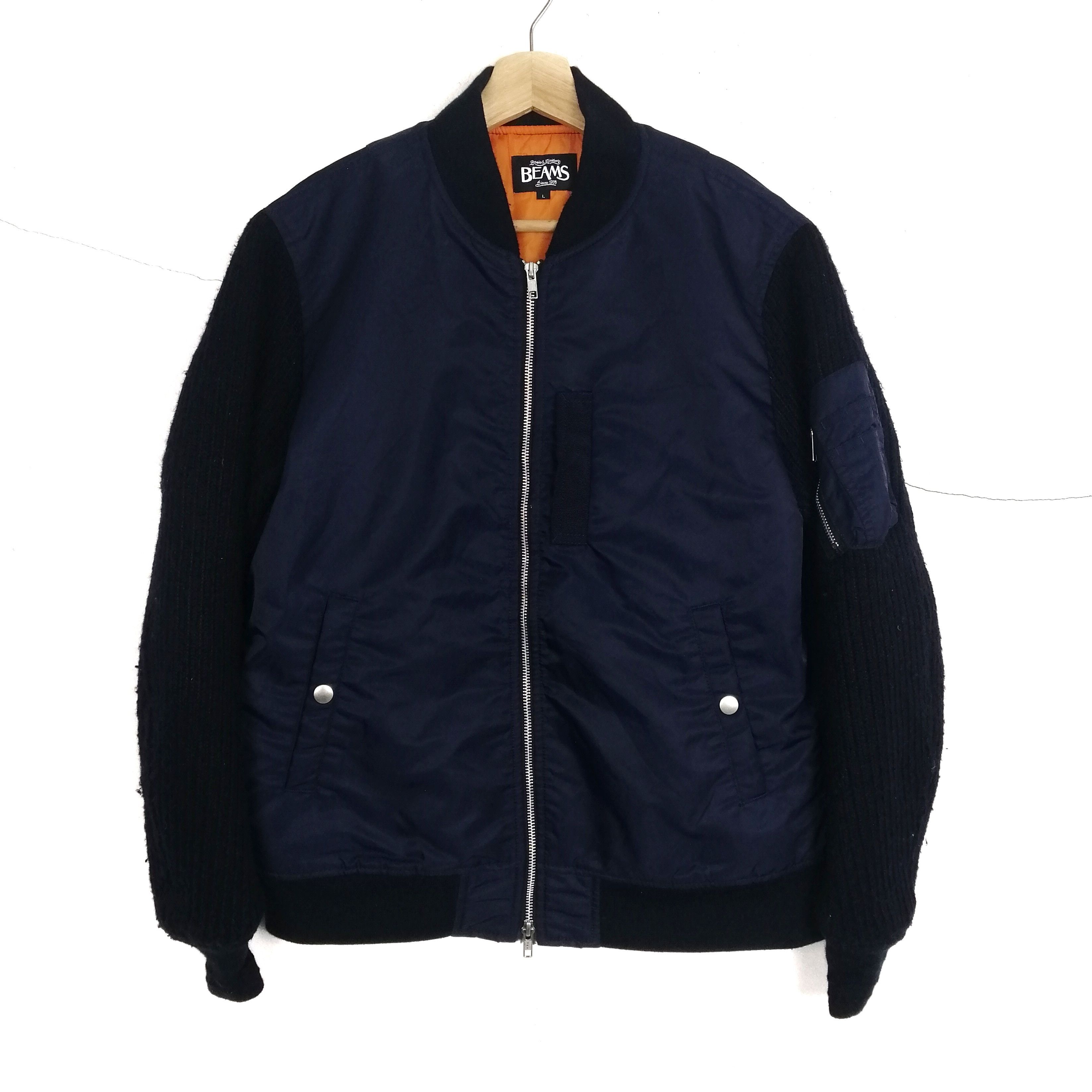Beams Plus 🔥Beams MA-1 Bombers Jacket knitted arms Size US L / EU 52-54 / 3 - 1 Thumbnail