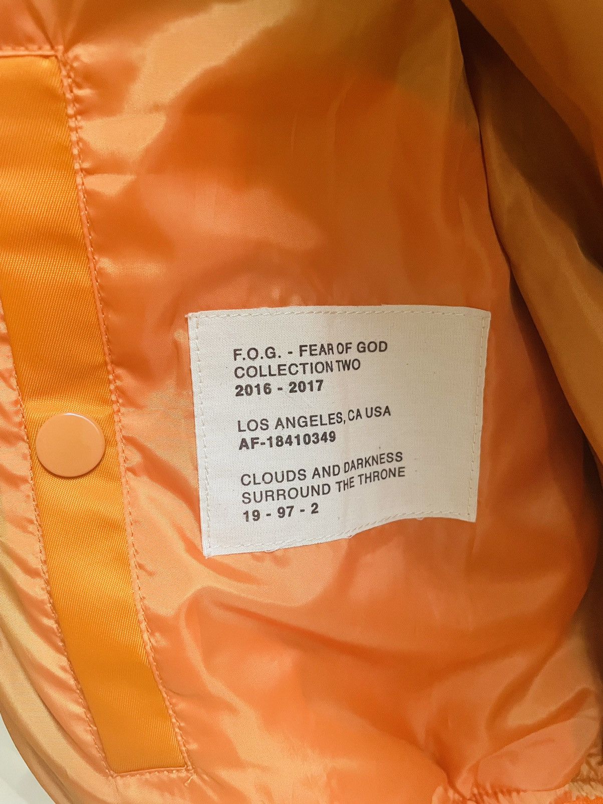Fear of God FOG Fear Of God X Pacsun Orange Bomber Jacket 🧡 Size US S / EU 44-46 / 1 - 11 Thumbnail