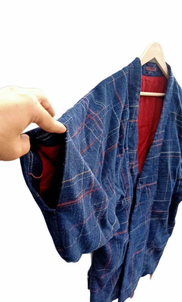 Indigo × Vintage Japanese Indigo Geometry Wool Kimono Size US M / EU 48-50 / 2 - 5 Thumbnail