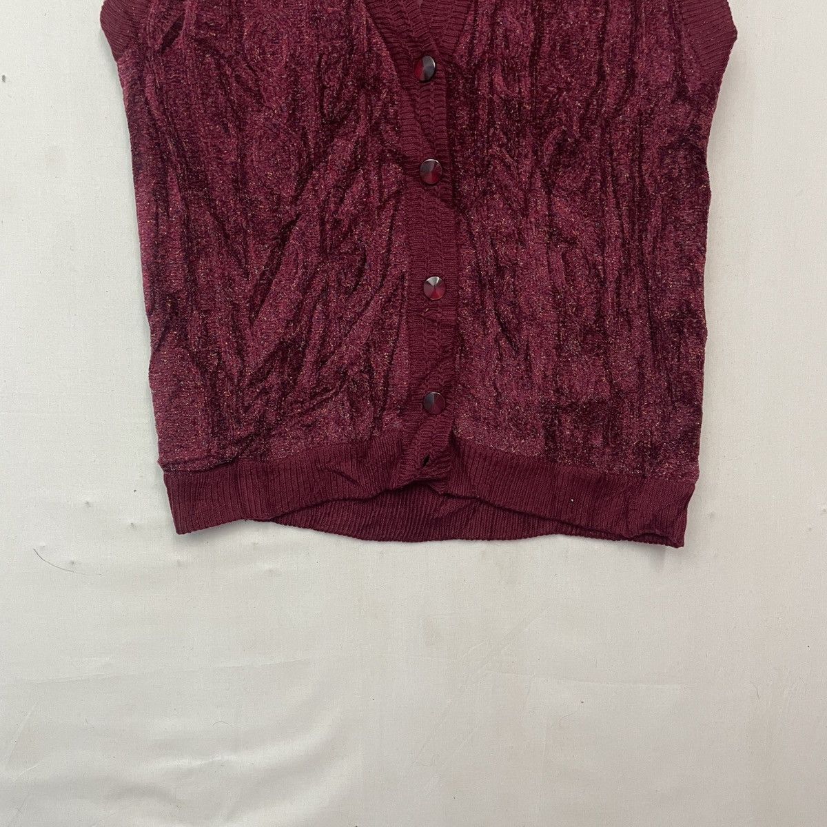 Homespun Knitwear Vintage PRIMARY Red Colour Sleeveless Cardigan Size US M / EU 48-50 / 2 - 3 Thumbnail