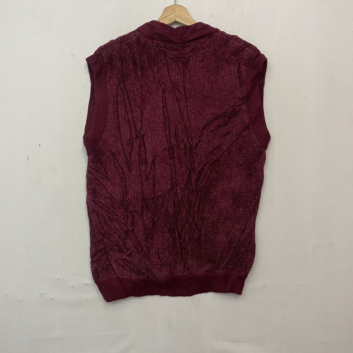 Homespun Knitwear Vintage PRIMARY Red Colour Sleeveless Cardigan Size US M / EU 48-50 / 2 - 7 Thumbnail
