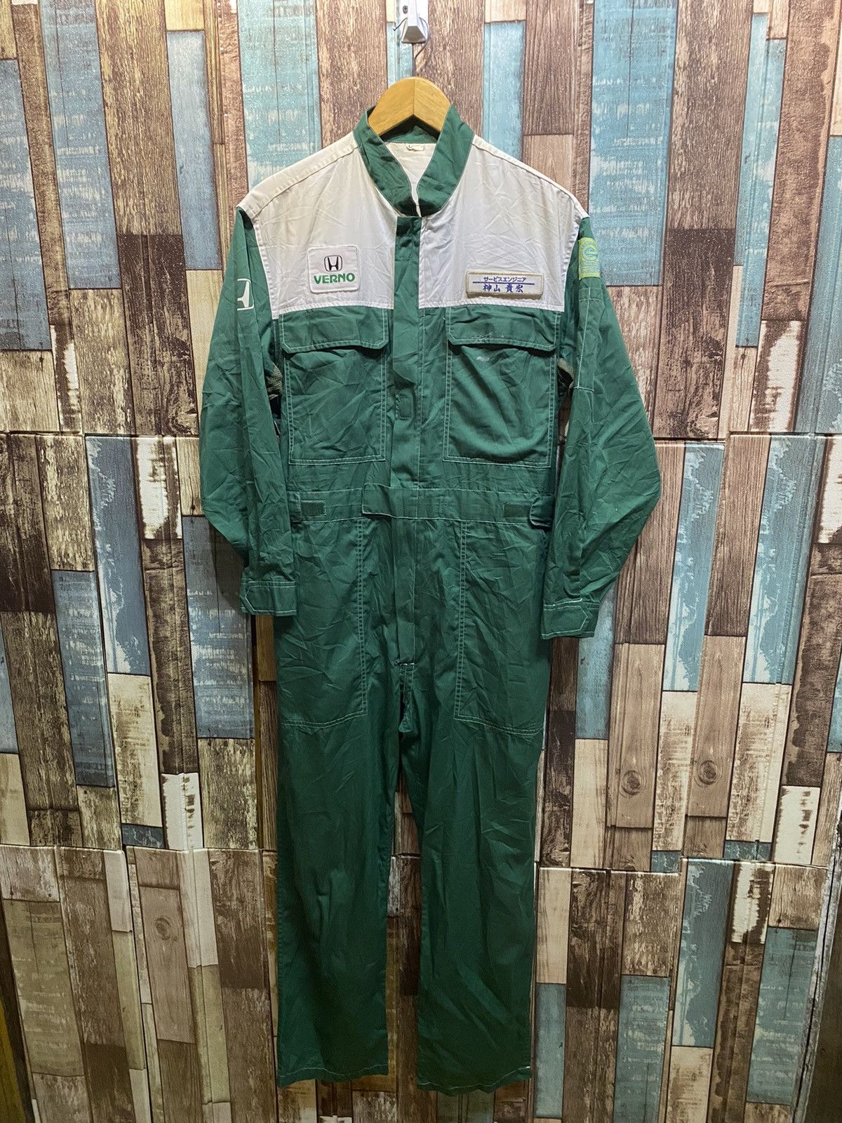 image of Vintage 90's Honda Verno Racing Coverall in Green, Men's (Size 34)