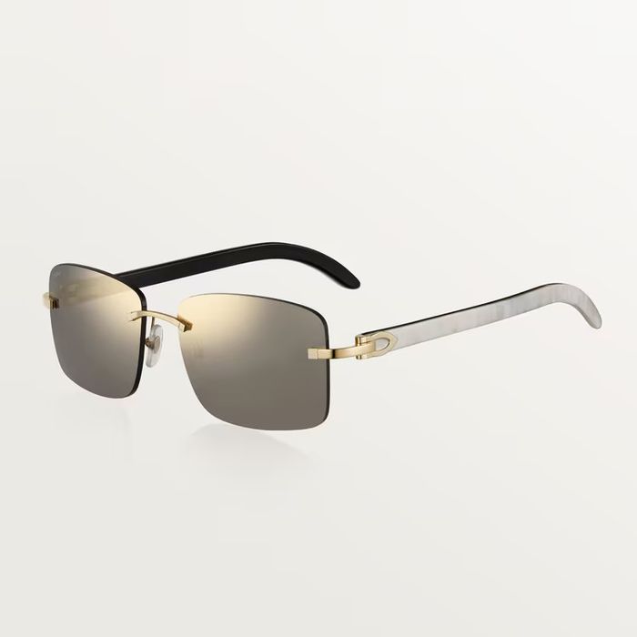 Cartier CARTIER SUNGLASSES BUFFS WOOD GOLD SILVER ESW00460 | Grailed