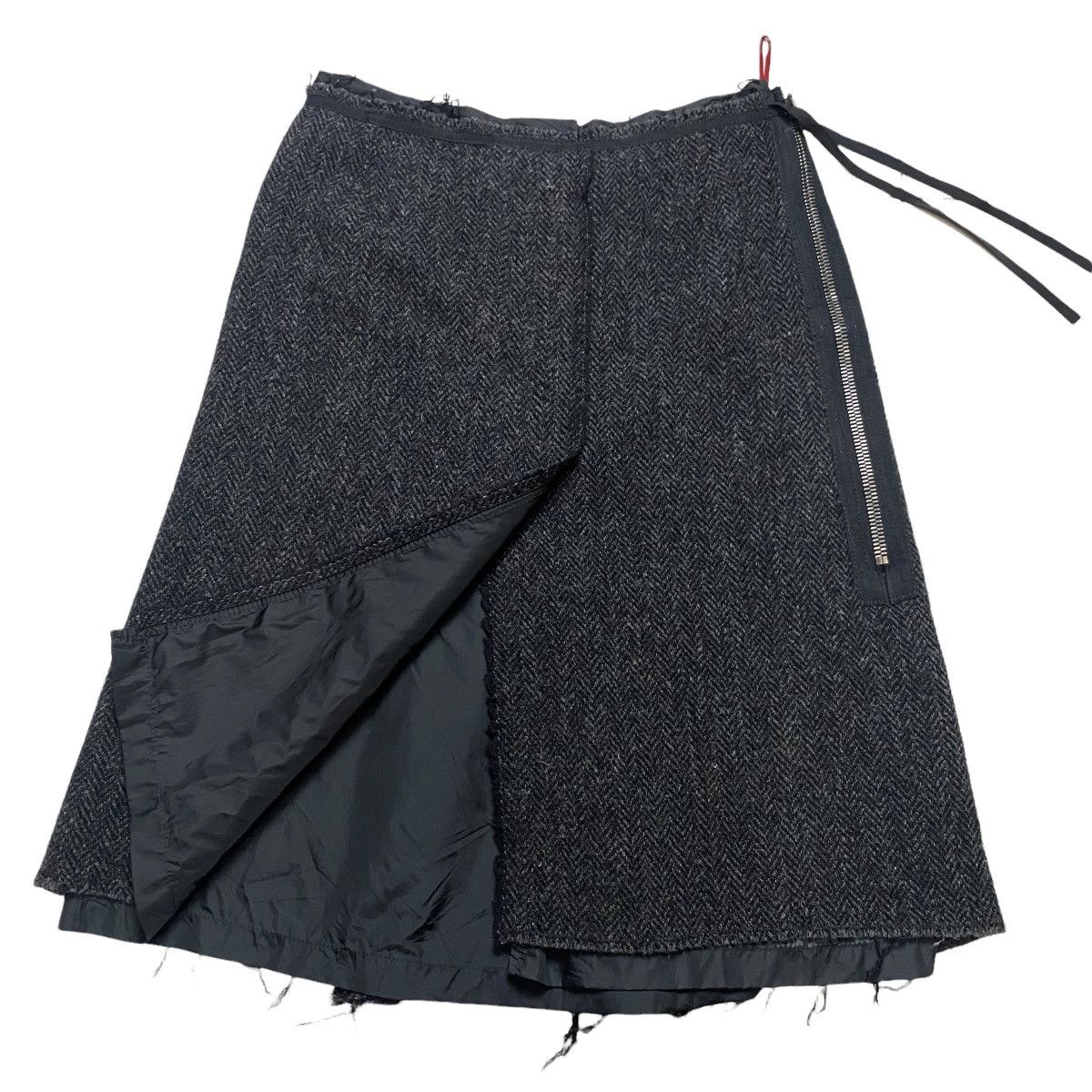 【Misapi】Prada Wool Skirt Prada Made In Italy Wool Skirt Front Slit Side Zip Gray