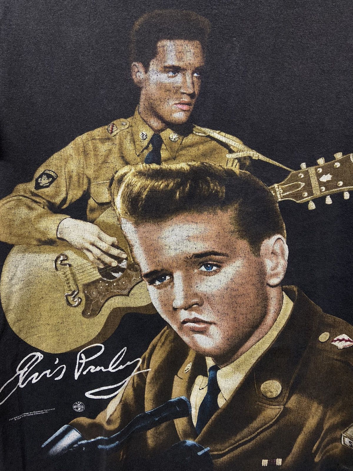 Band Tees × Vintage VINTAGE 1996's ELVIS PRESLEY PHOTO PRINT BLACK TEE Size US S / EU 44-46 / 1 - 4 Thumbnail