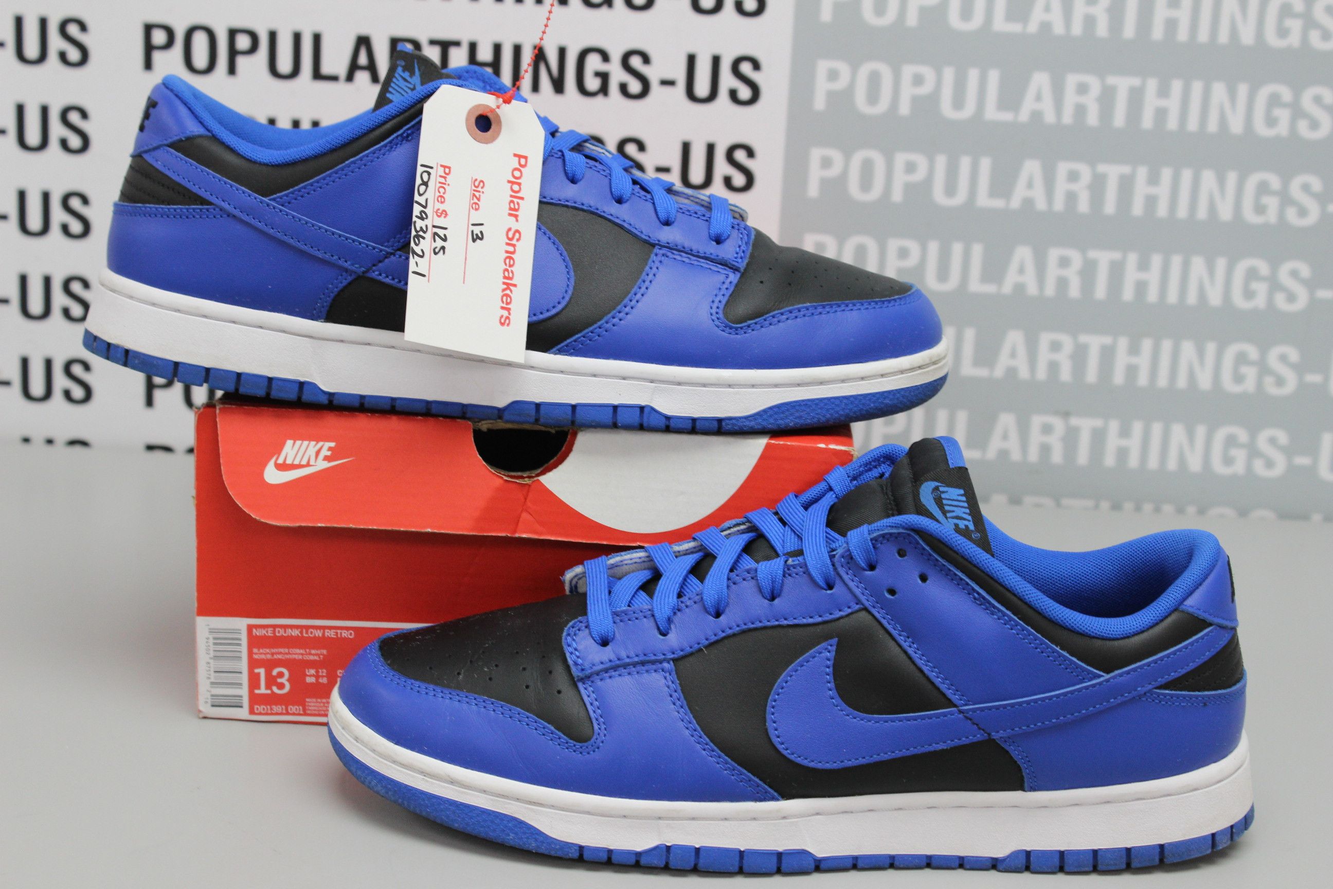 image of Nike Dunk Low Retro Hyper Cobalt Size 13 Shoes in Blue Black, Men's