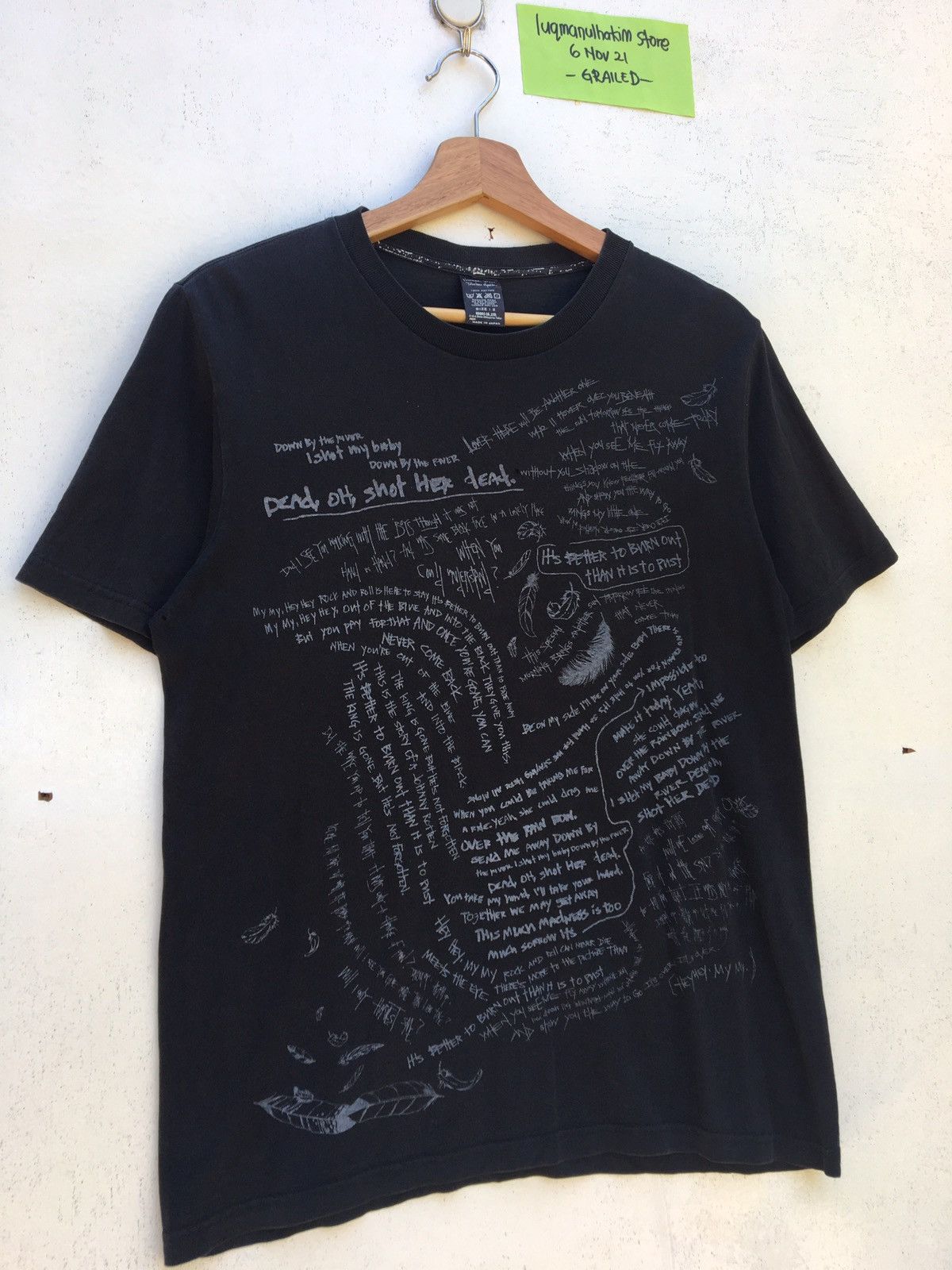 Number (N)ine Rare Number (N)ine x Neil Young Down By The River Lyrics Tee Size US S / EU 44-46 / 1 - 2 Thumbnail