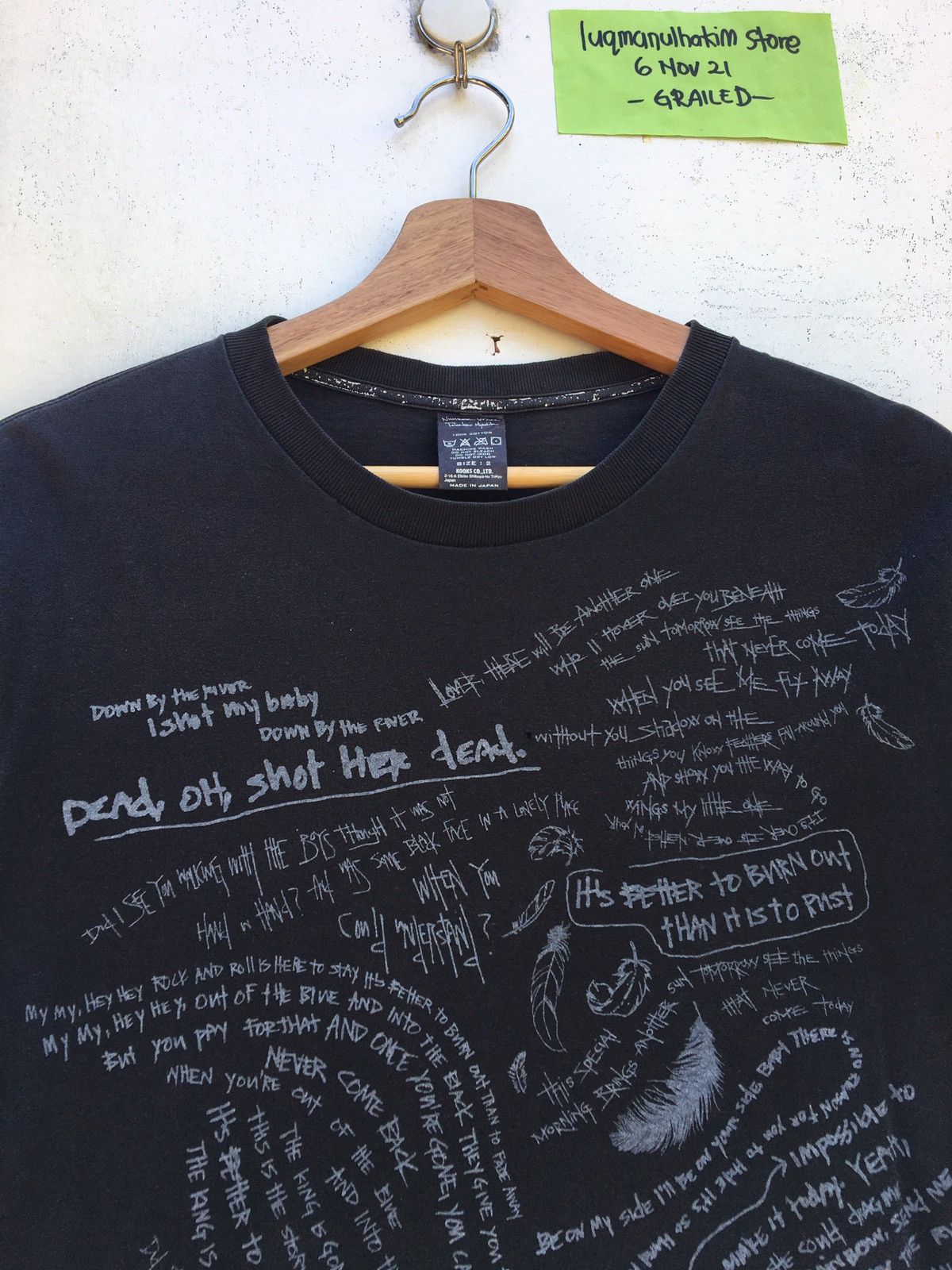 Number (N)ine Rare Number (N)ine x Neil Young Down By The River Lyrics Tee Size US S / EU 44-46 / 1 - 5 Thumbnail