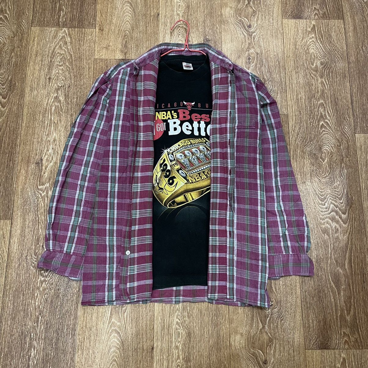 Vintage Vintage 90s Purple Plaid Shirt Grunge Oversized Skater L Size US L / EU 52-54 / 3 - 1 Thumbnail