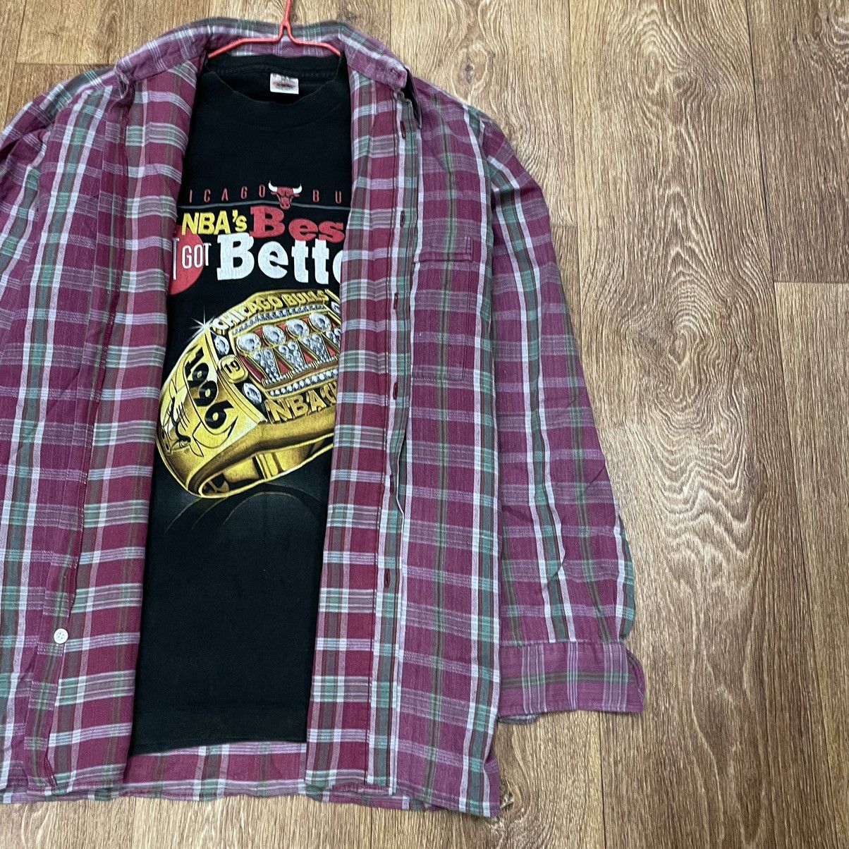 Vintage Vintage 90s Purple Plaid Shirt Grunge Oversized Skater L Size US L / EU 52-54 / 3 - 2 Thumbnail