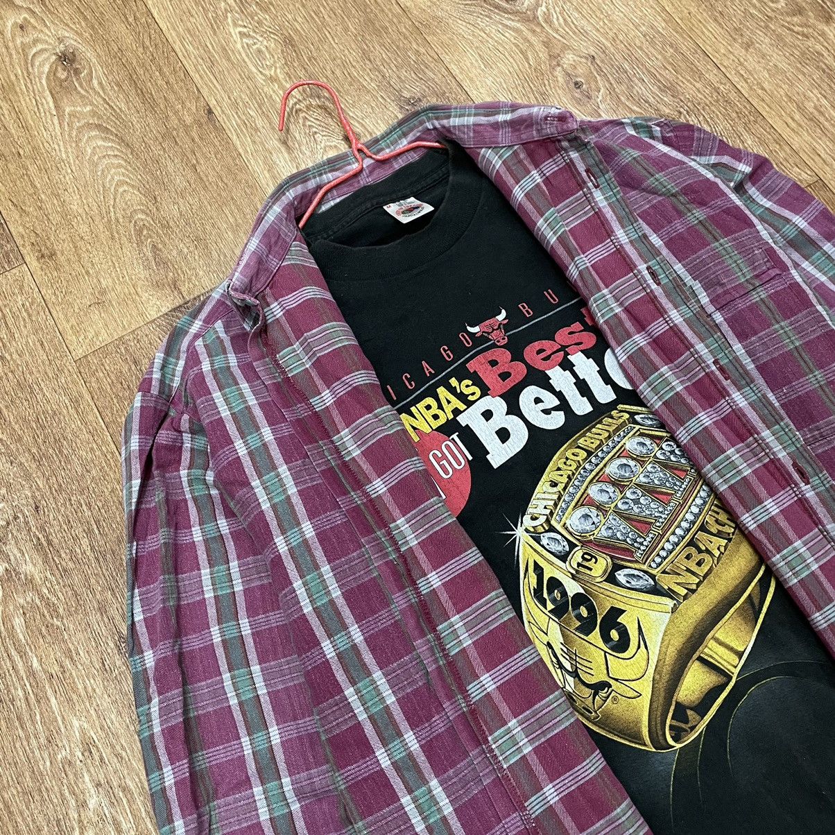 Vintage Vintage 90s Purple Plaid Shirt Grunge Oversized Skater L Size US L / EU 52-54 / 3 - 5 Thumbnail