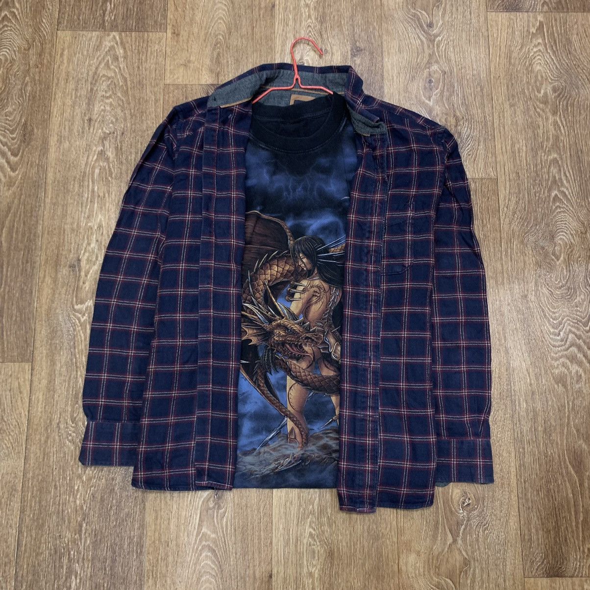 Flannel Vintage 90s Plaid Flannel Shirt Y2K Streetwear Checkered Size US L / EU 52-54 / 3 - 1 Thumbnail