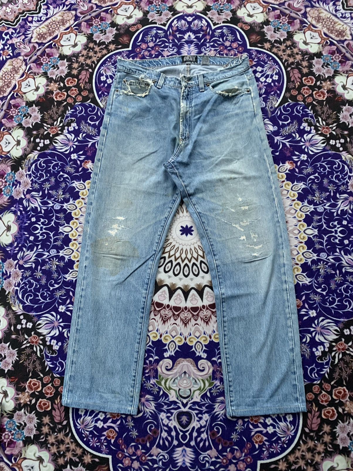 Vintage DKNY Faded Distressed Denim