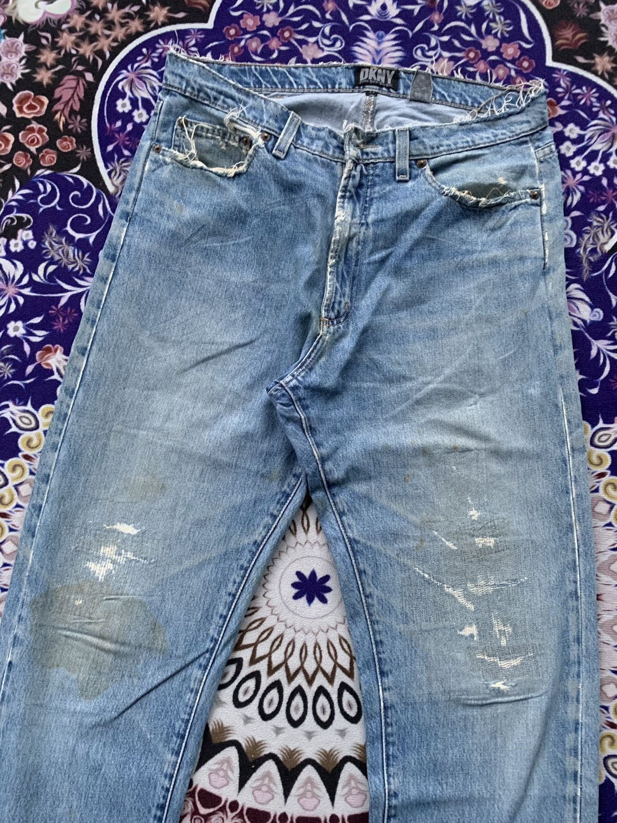 DKNY × Designer Vintage DKNY Faded Distressed Denim Size US 35 - 2 Thumbnail