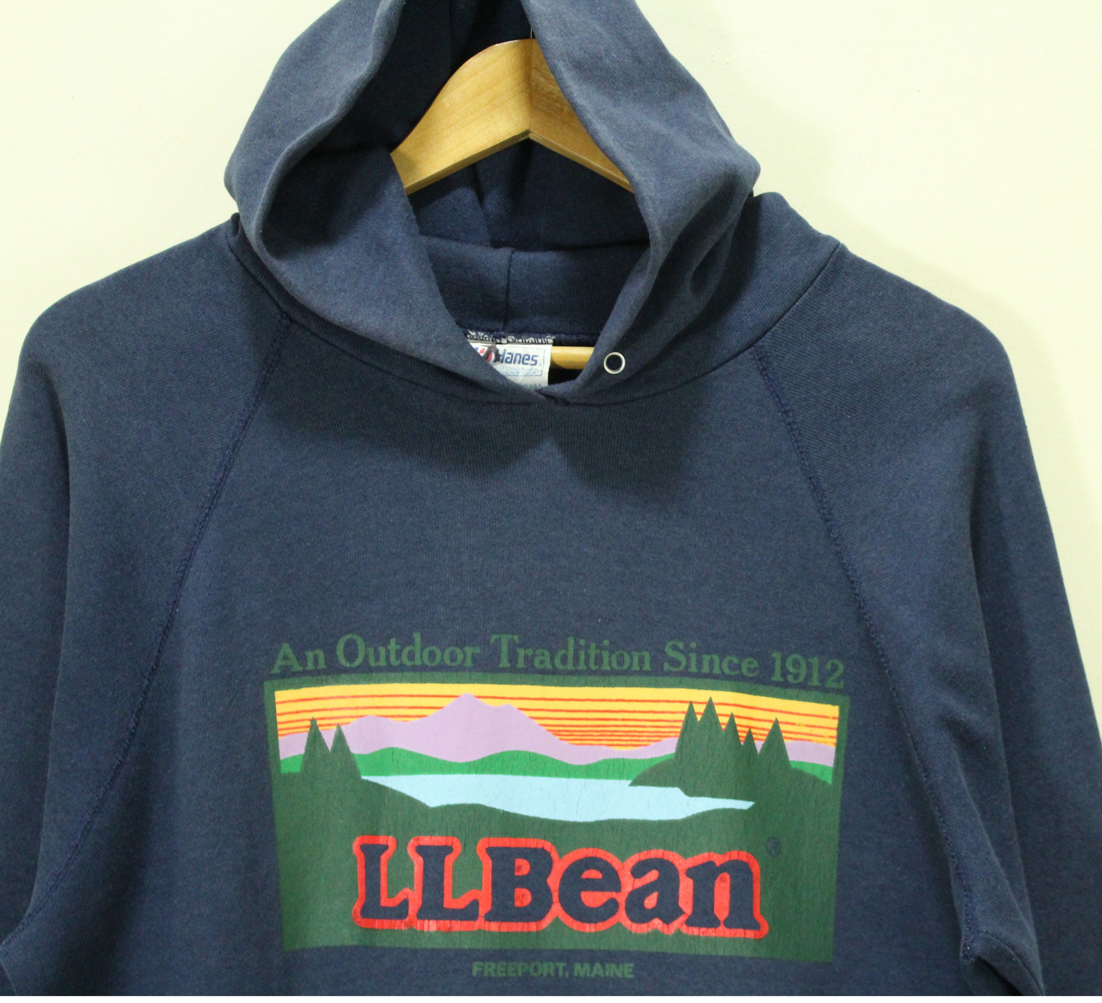 image of Vintage 80's Ll Bean X Hanes Hoodie in Blue, Men's (Size Large)