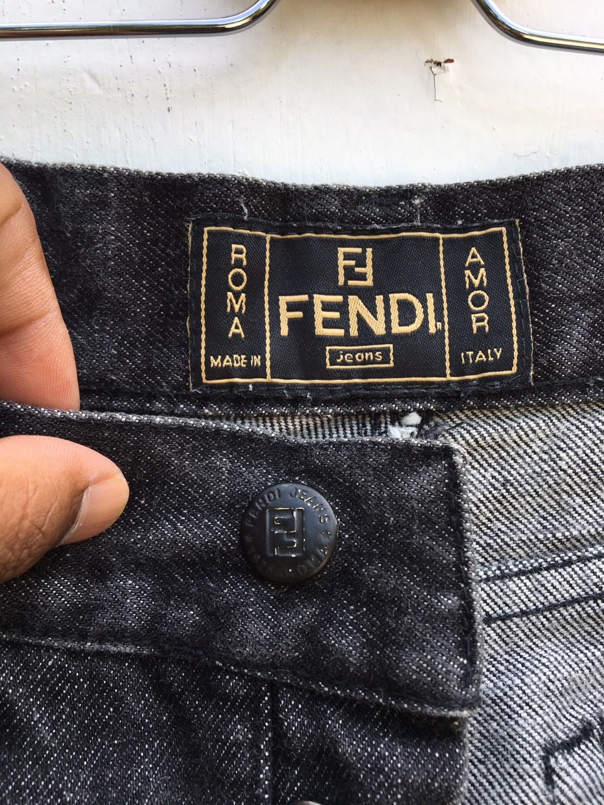 Vintage 90s FENDI Roma Glitter Jeans Size: US 36 / EU 52