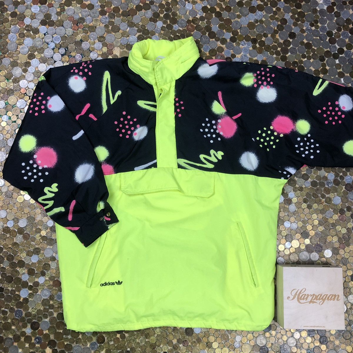 Adidas neon jacket vintage 90s