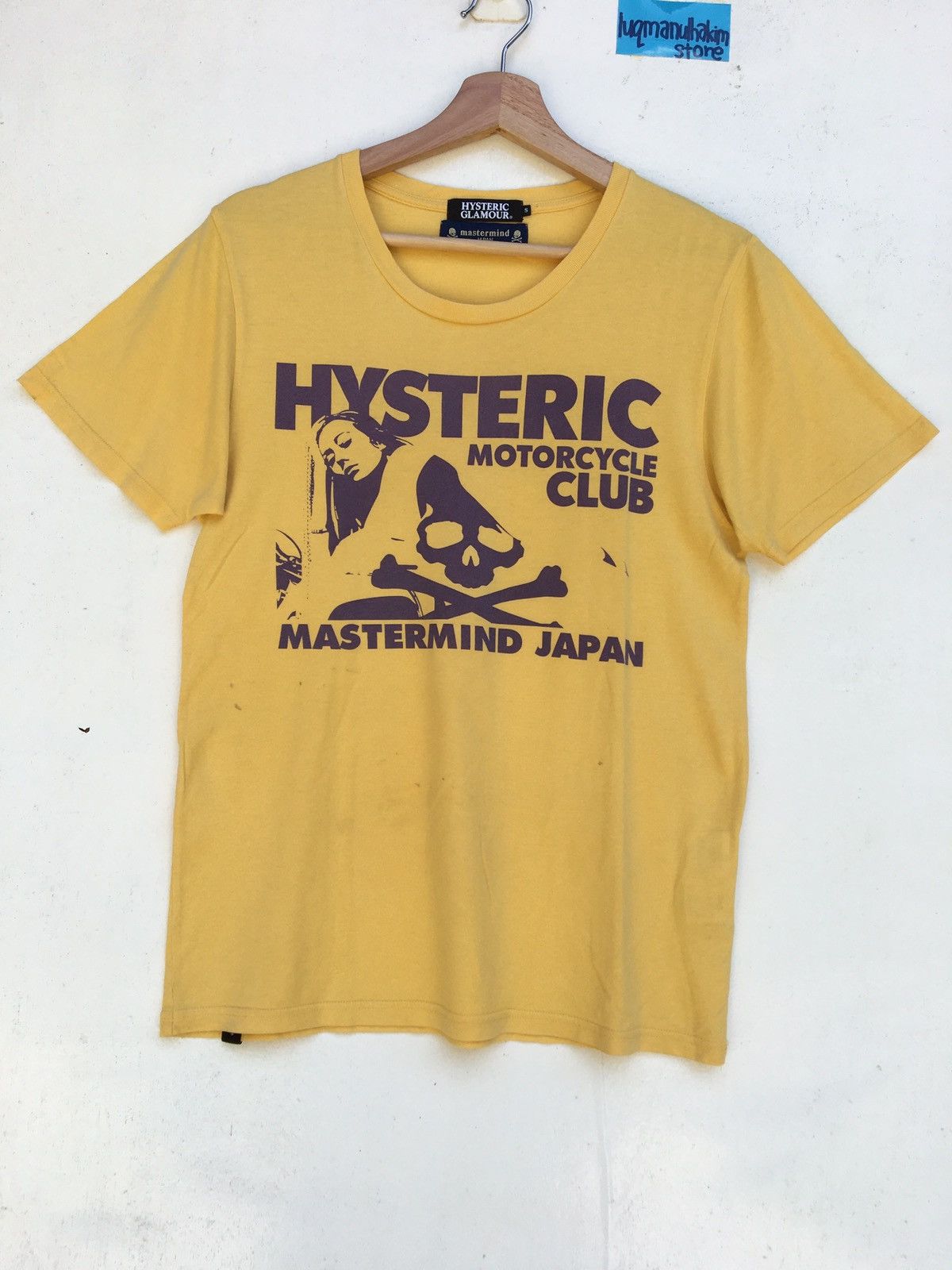 image of Hysteric Glamour x Mastermind Japan Motor Club Print Tee in Yellow, Men's (Size Small)