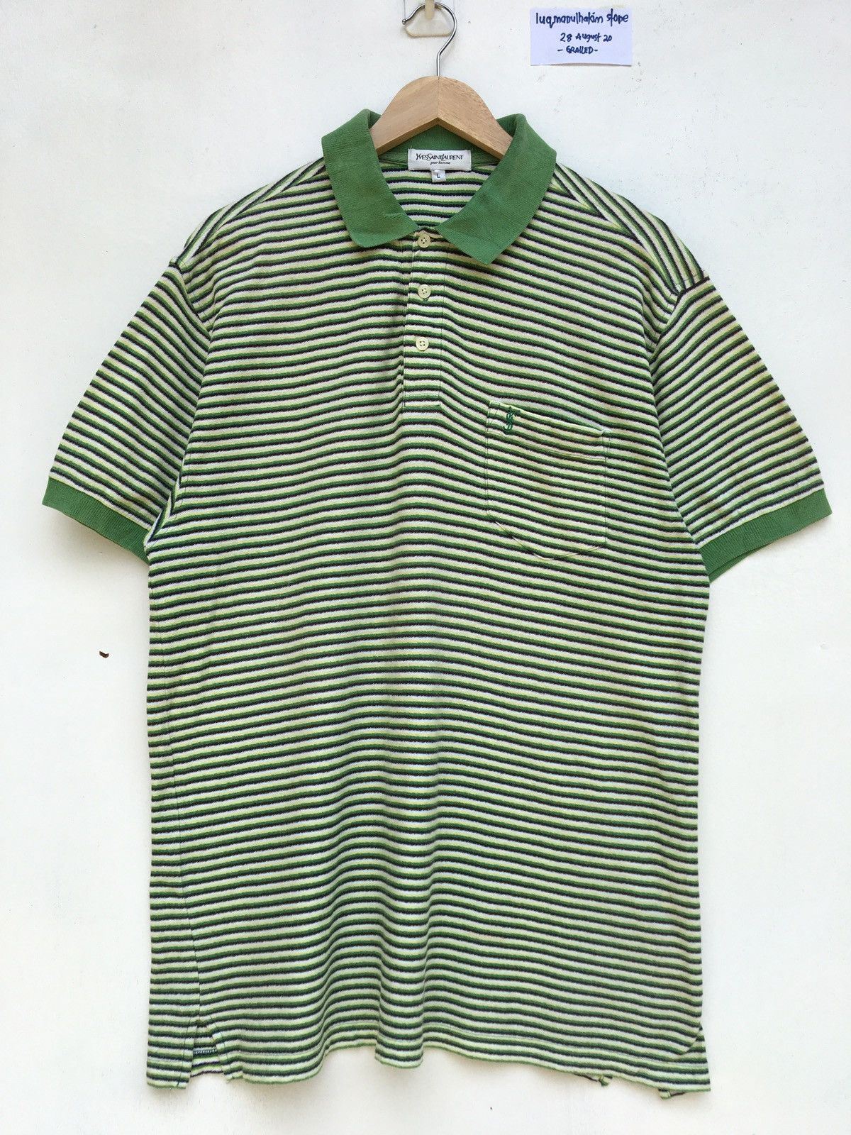 Yves Saint Laurent Vintage YSL Yves Saint Laurent Polo Stripes Shirt Size US L / EU 52-54 / 3 - 3 Thumbnail