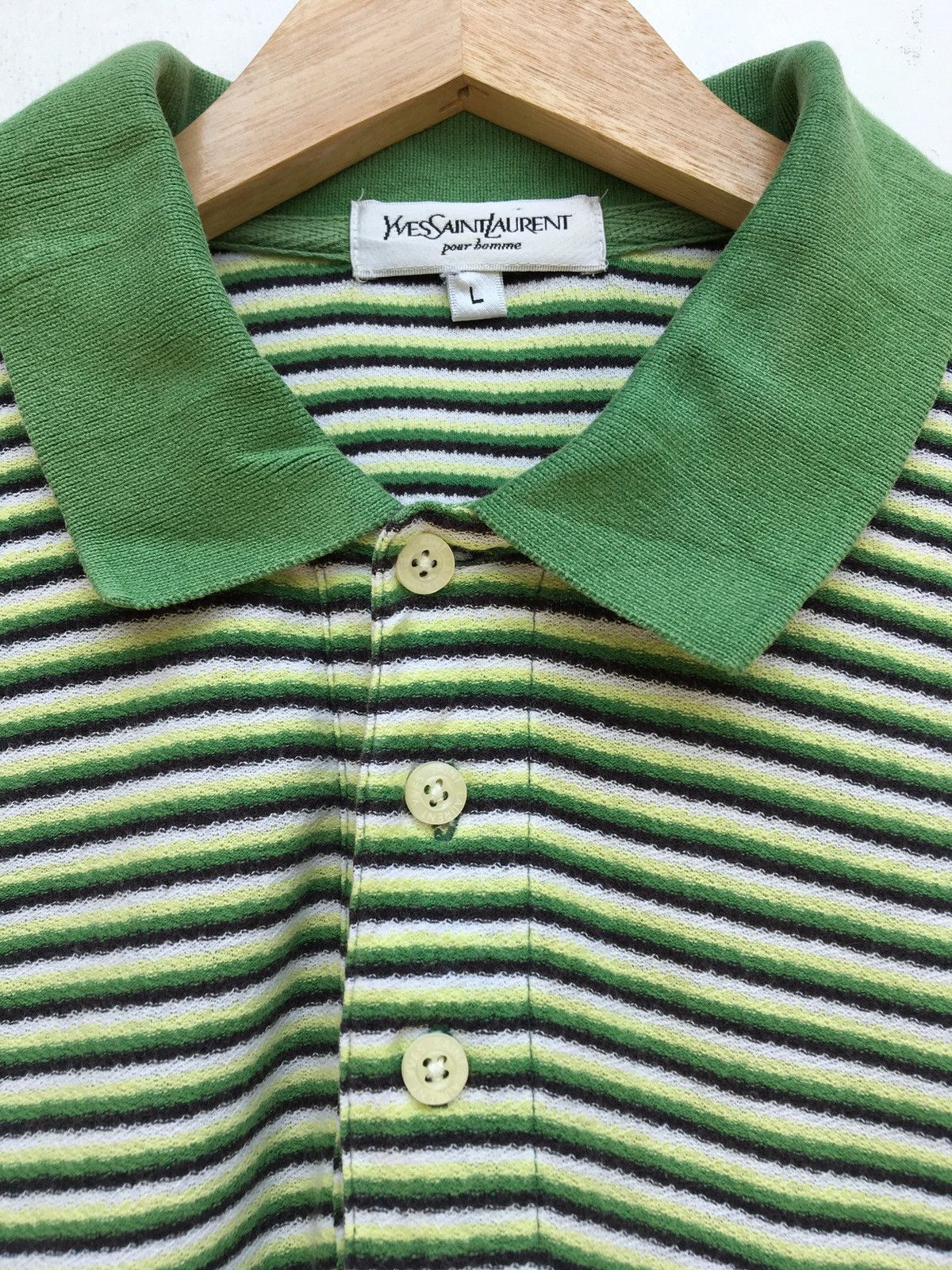 Yves Saint Laurent Vintage YSL Yves Saint Laurent Polo Stripes Shirt Size US L / EU 52-54 / 3 - 7 Thumbnail