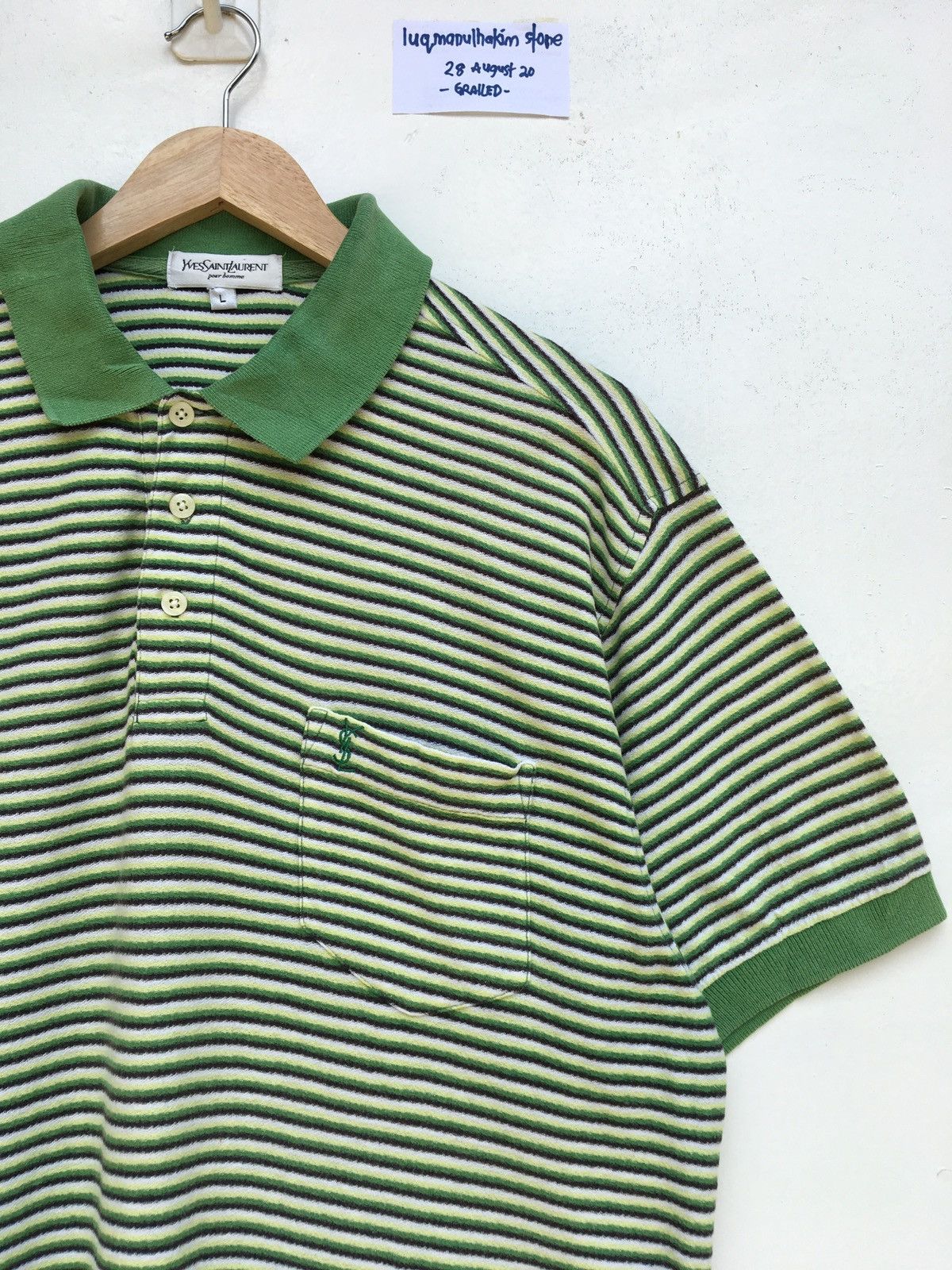 Yves Saint Laurent Vintage YSL Yves Saint Laurent Polo Stripes Shirt Size US L / EU 52-54 / 3 - 1 Thumbnail