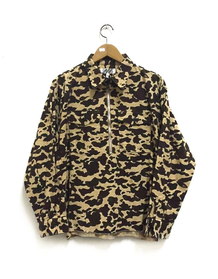 Bape 1st Camo Chamois Half Zip Shirt Size US M / EU 48-50 / 2 - 1 Thumbnail