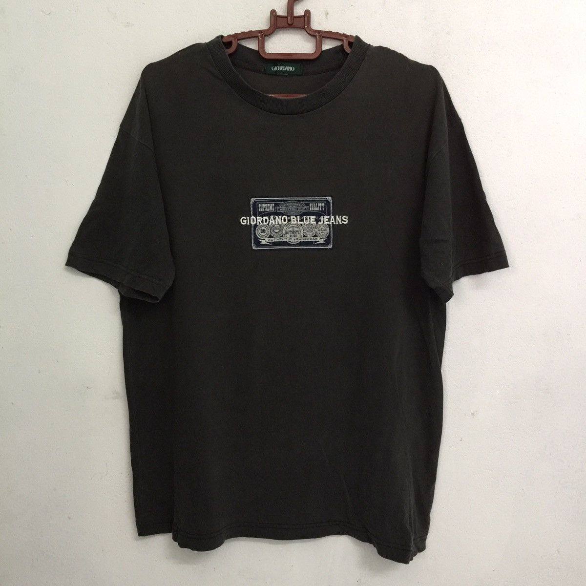 image of Vintage Giordano T-Shirt Big Logo Embroidery Giordano Tee, Men's (Size Medium)