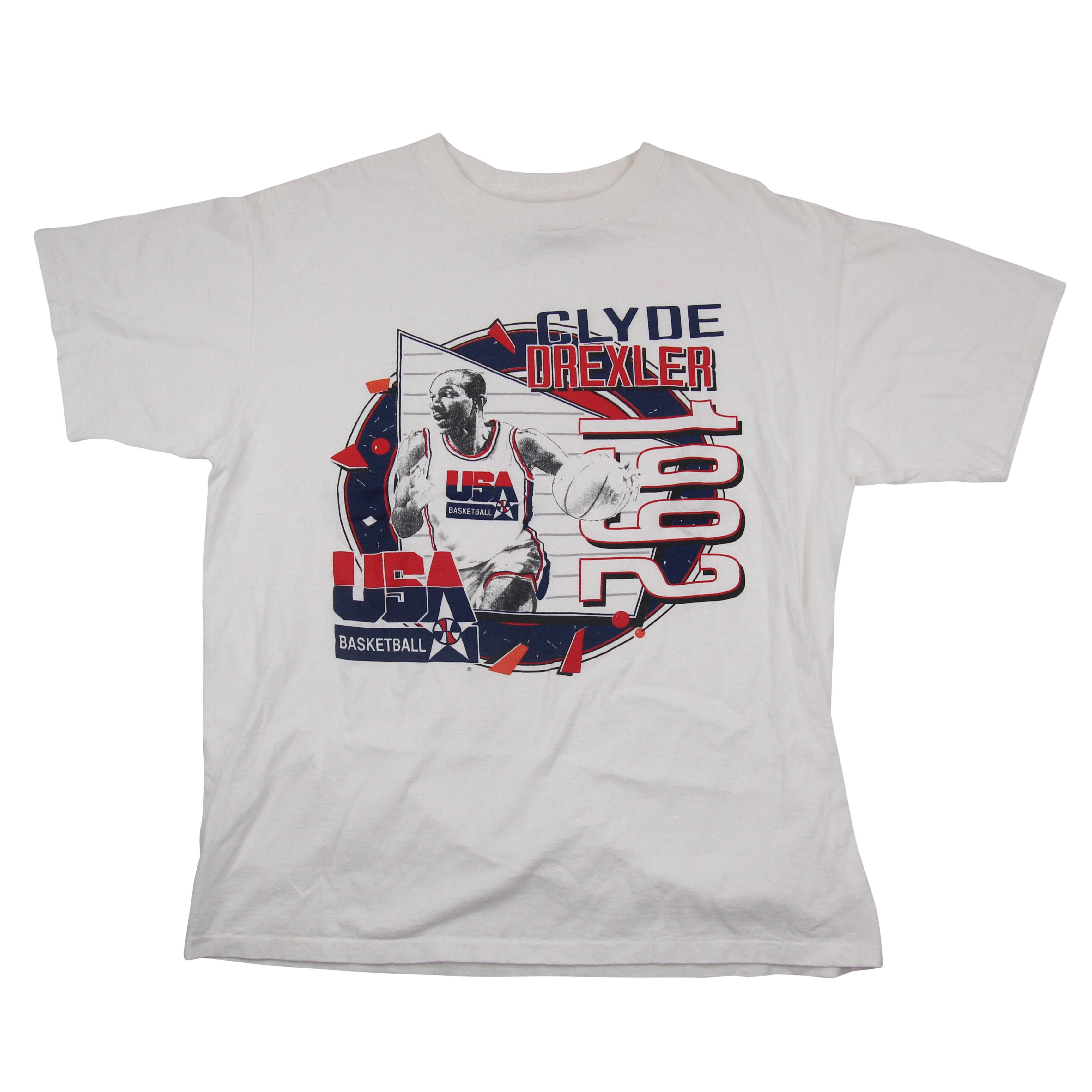 Image of Csa x USA Olympics Vintage 1992 Olympic Dream Team Clyde Drexler T Shirt in White, Men's