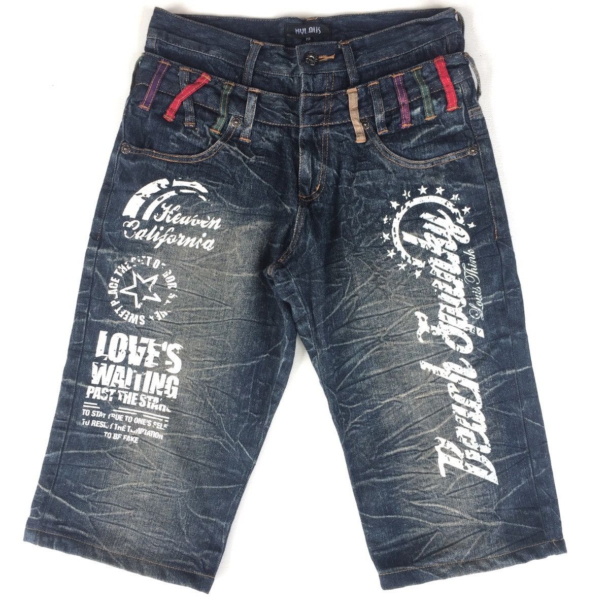 Japanese Brand Vintage Nylaus Double Waist Over Printed Crops Pants Size US 30 / EU 46 - 1 Thumbnail