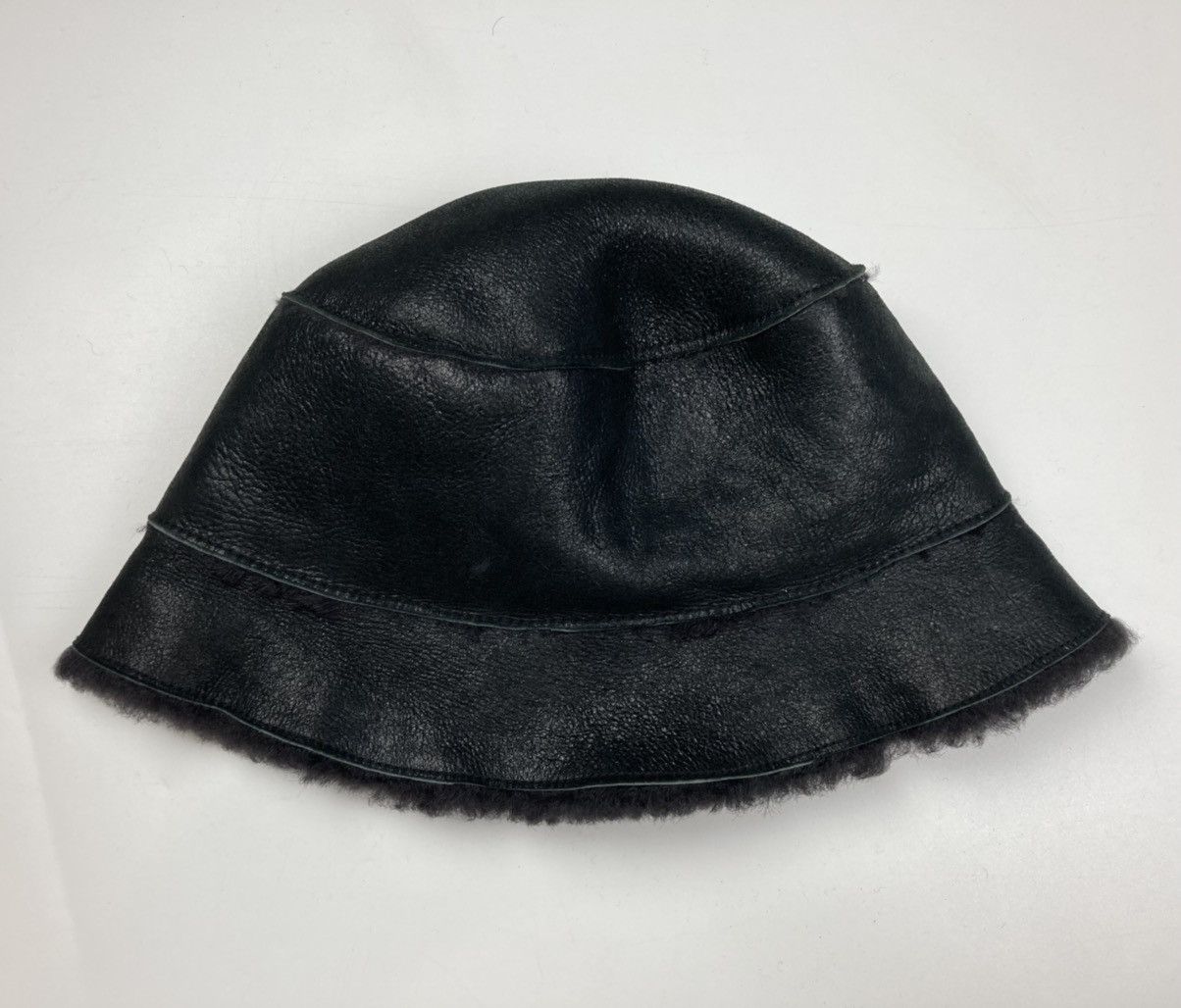 image of Miu Miu For Prada Dyed Sheepskin Bucket Hat in Black, Women's