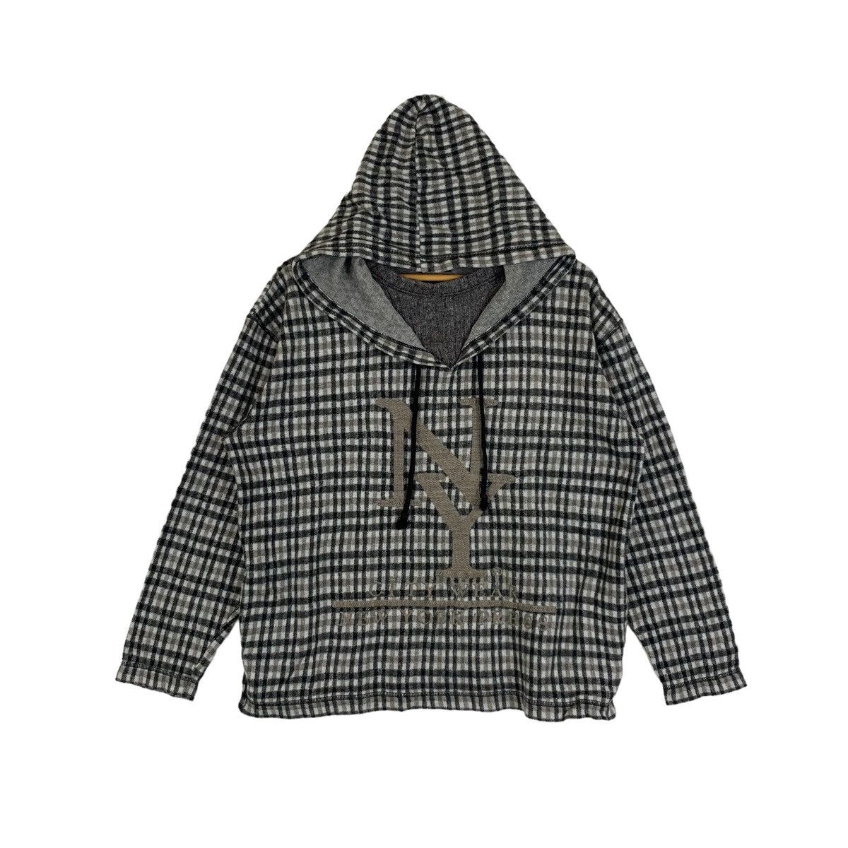 Vintage New York Press Made In Seattle Tartan Fleece Hoodie Pullover Size L / US 10 / IT 46 - 1 Thumbnail