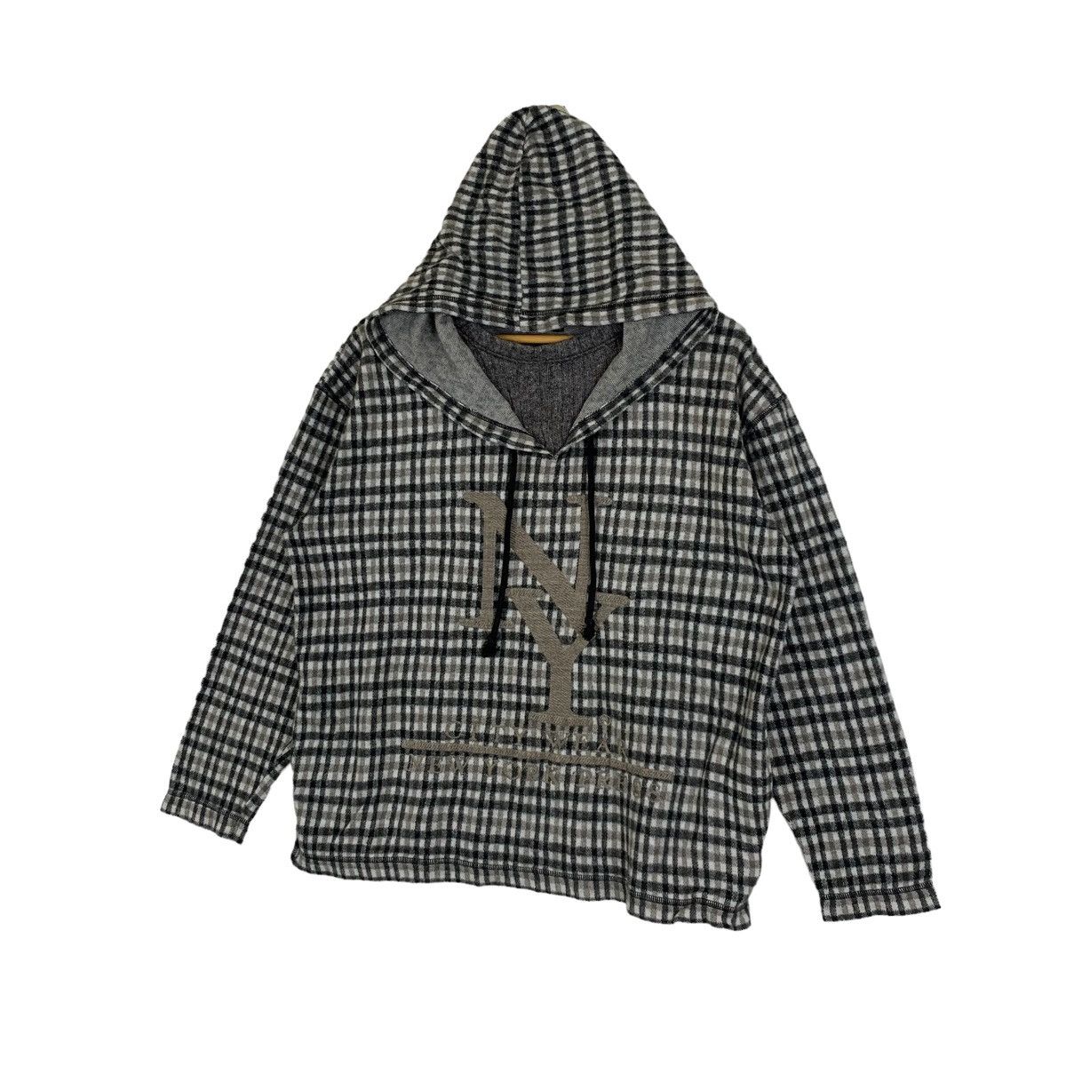 Vintage New York Press Made In Seattle Tartan Fleece Hoodie Pullover Size L / US 10 / IT 46 - 3 Thumbnail
