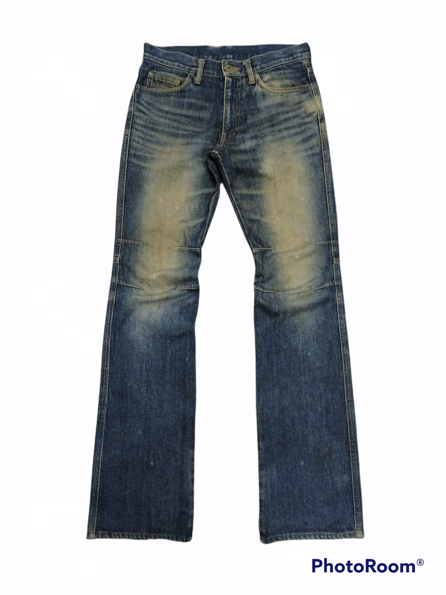 image of Flare Jeans Boycott Distressed Denim Pants in Blue Denim, Men's (Size 30)