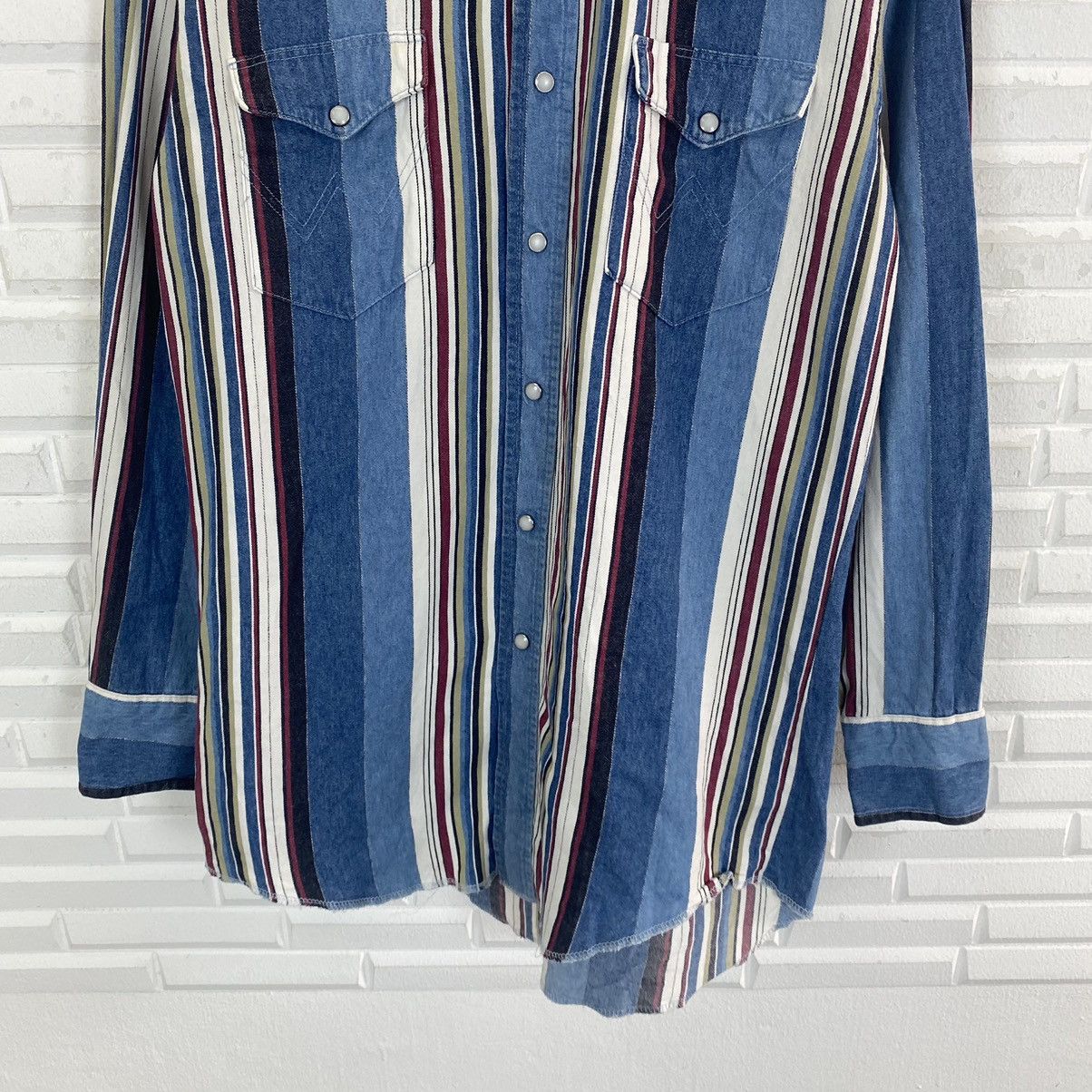 Vintage Vintage Wrangler stripe western wear shirt Size US M / EU 48-50 / 2 - 6 Thumbnail