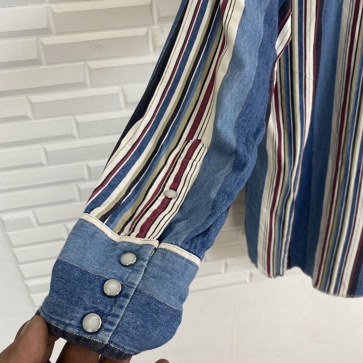 Vintage Vintage Wrangler stripe western wear shirt Size US M / EU 48-50 / 2 - 8 Thumbnail