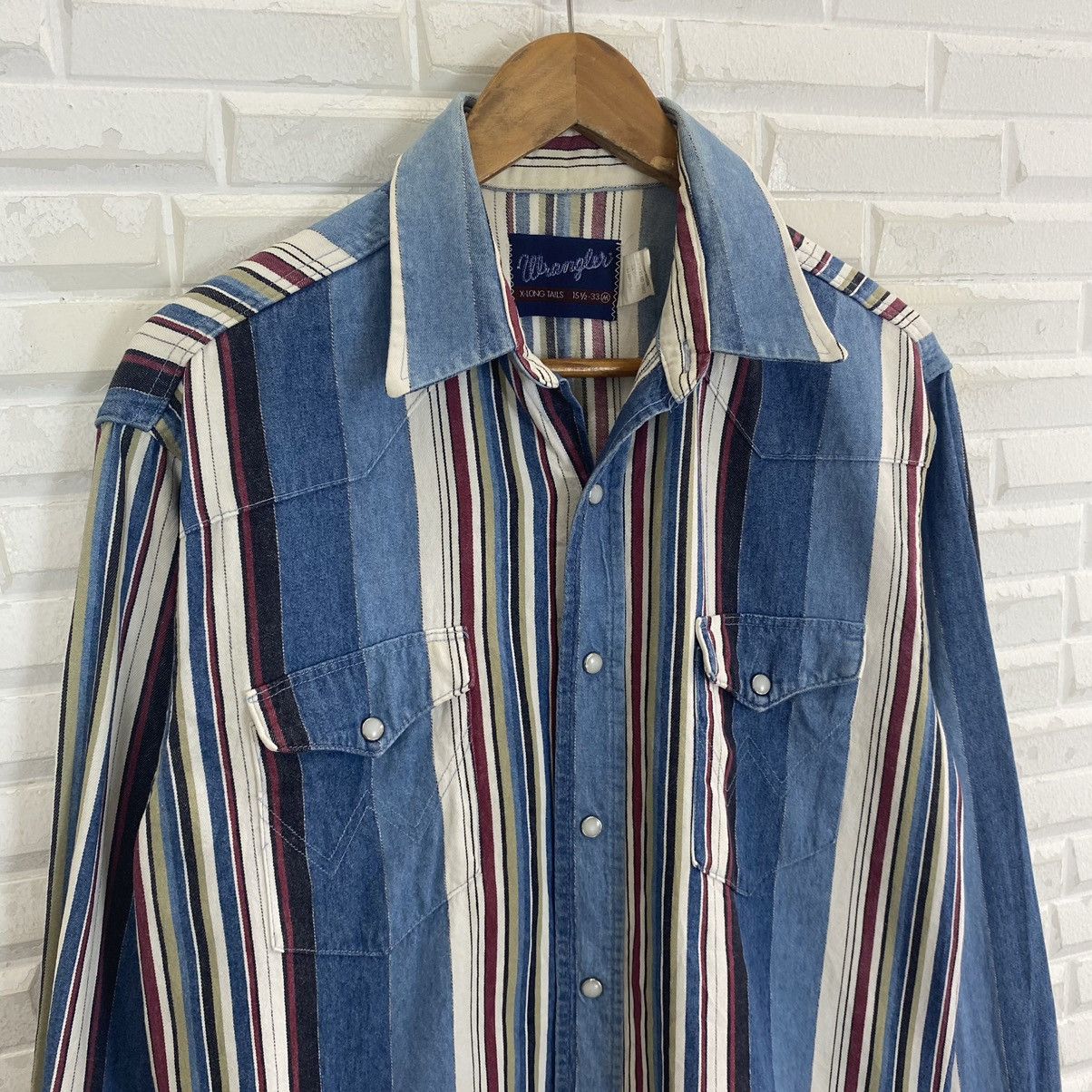 Vintage Vintage Wrangler stripe western wear shirt Size US M / EU 48-50 / 2 - 7 Thumbnail