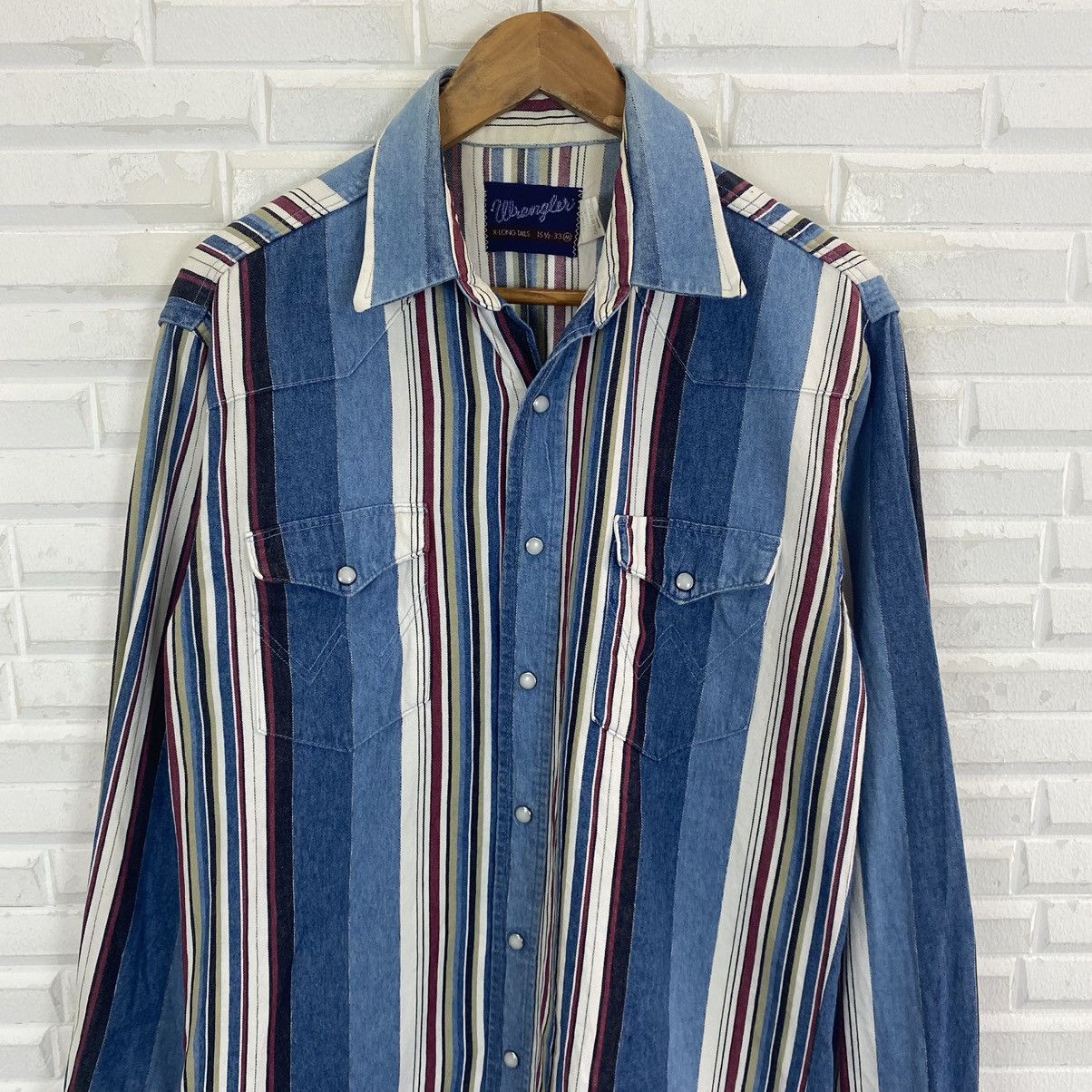 Vintage Vintage Wrangler stripe western wear shirt Size US M / EU 48-50 / 2 - 5 Thumbnail