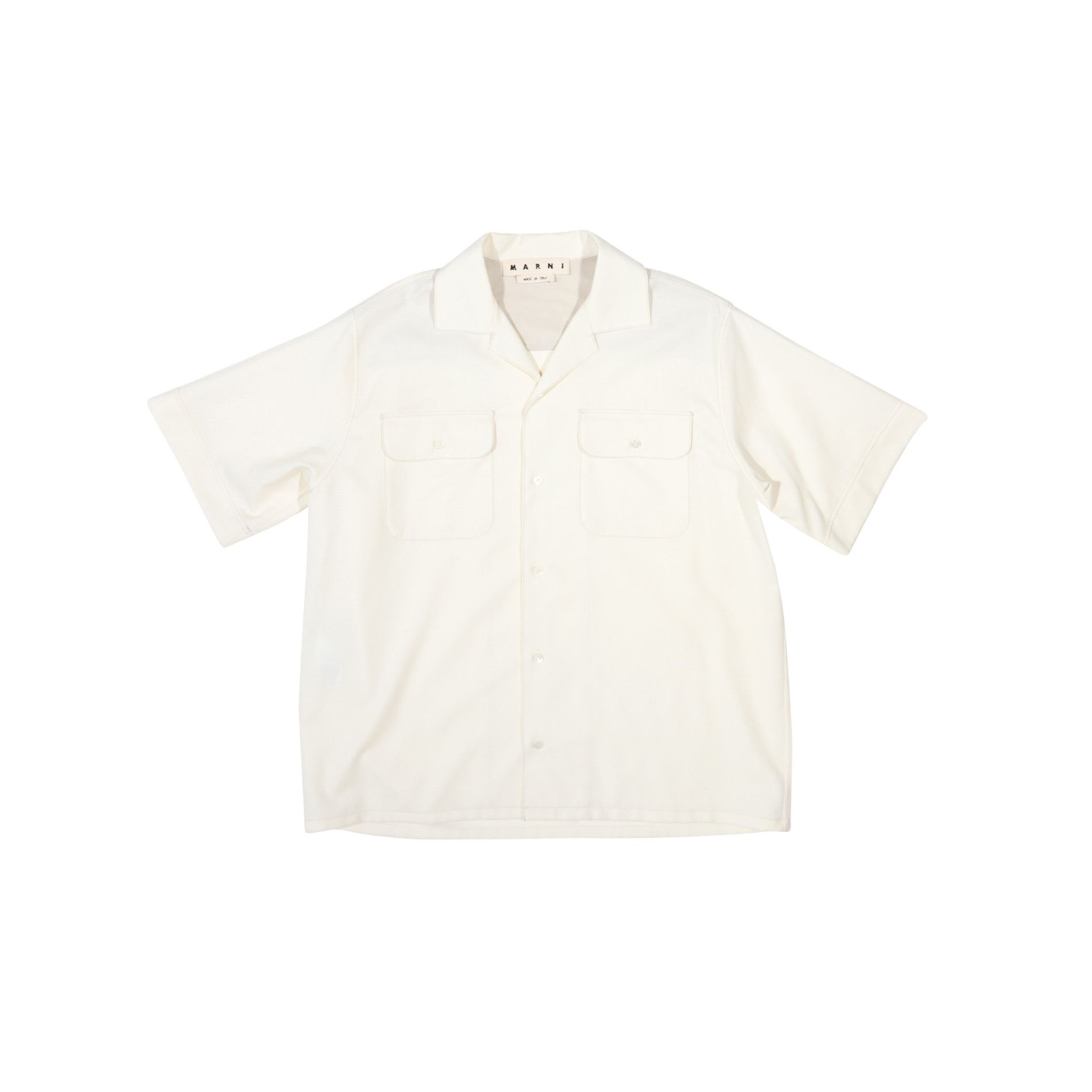 Marni Creme White Tropical Wool Shortsleeve Shirt Size US M / EU 48-50 / 2 - 1 Thumbnail