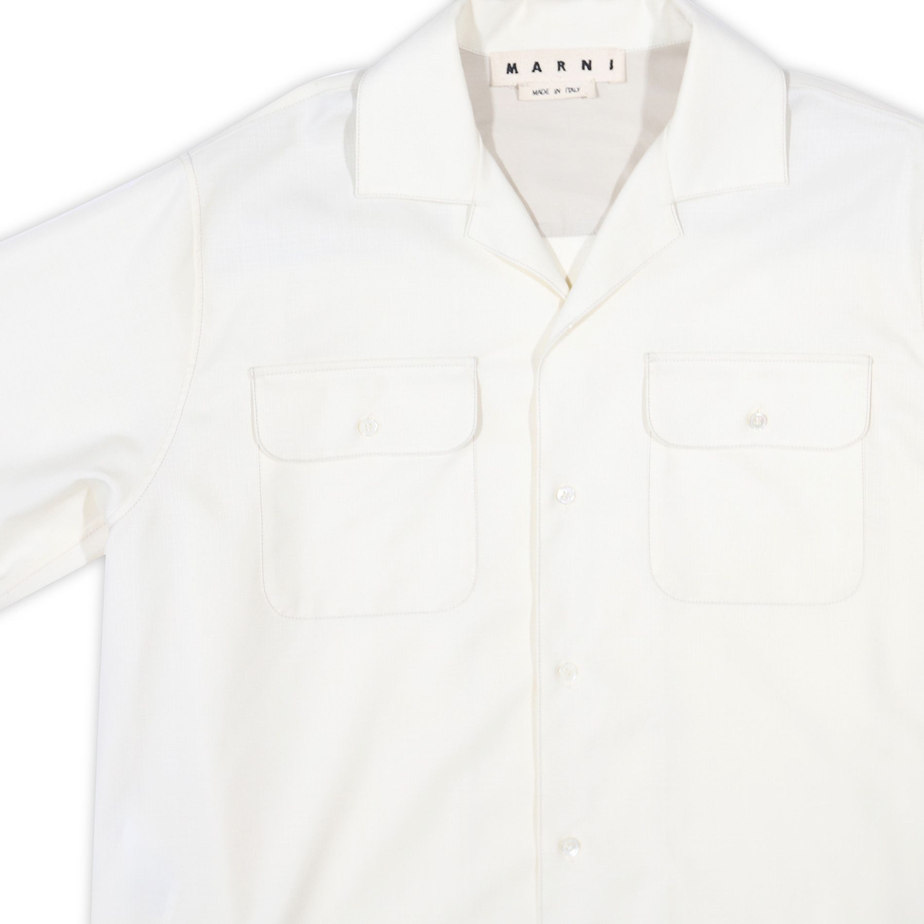 Marni Creme White Tropical Wool Shortsleeve Shirt Size US M / EU 48-50 / 2 - 3 Thumbnail