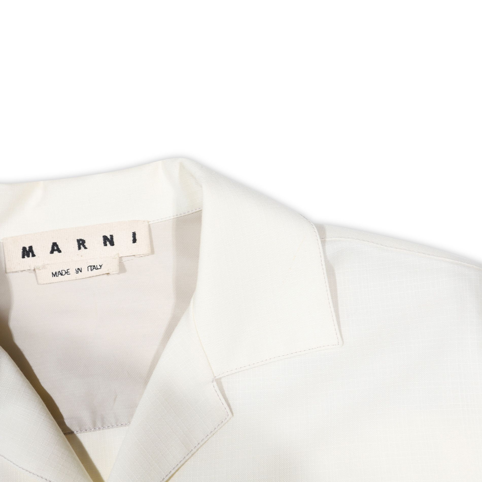 Marni Creme White Tropical Wool Shortsleeve Shirt Size US M / EU 48-50 / 2 - 4 Thumbnail