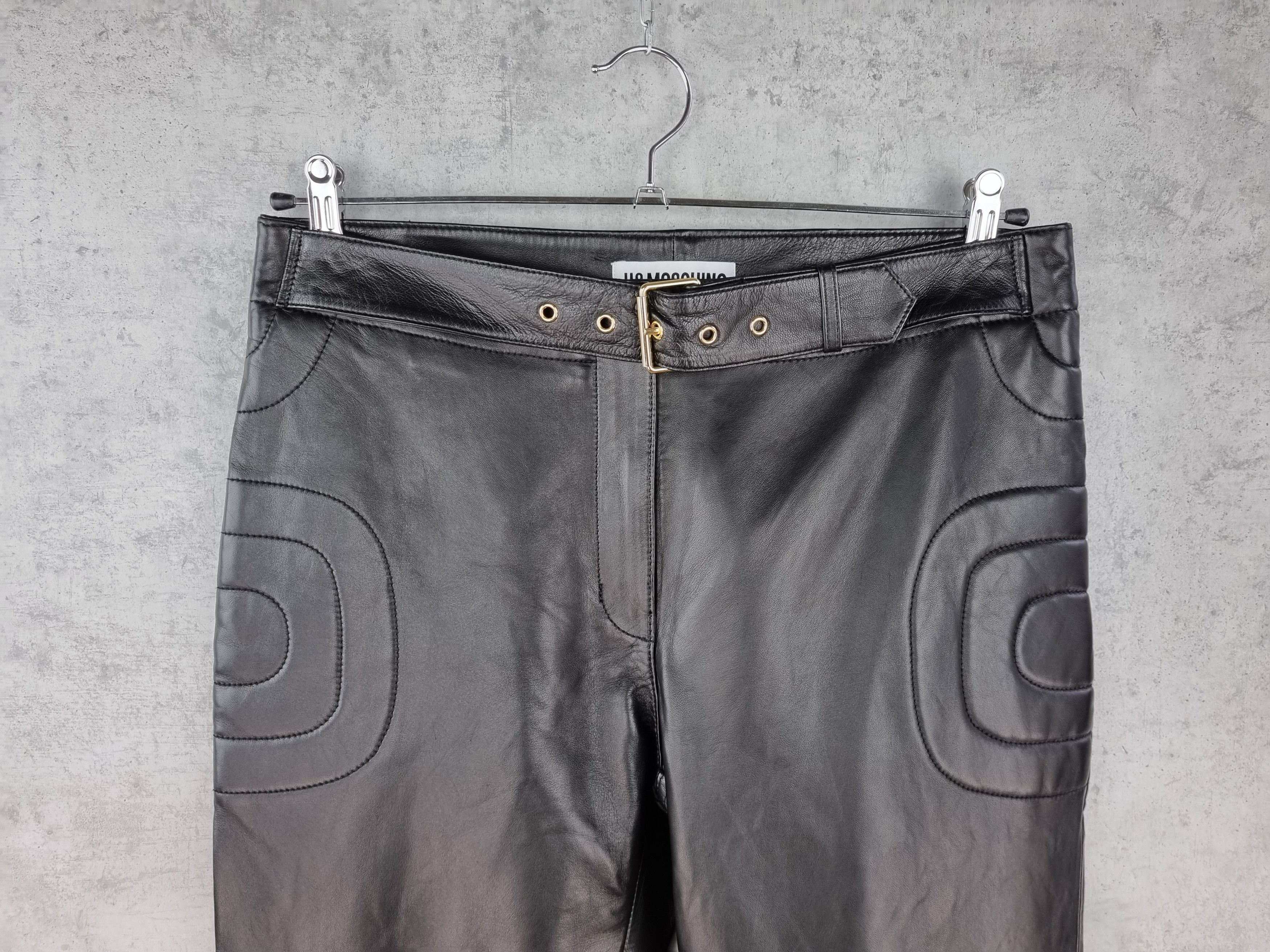Genuine Leather × Leather × Moschino RARE Leather Biker Pants by H&M x Moschino Size US 32 / EU 48 - 3 Thumbnail