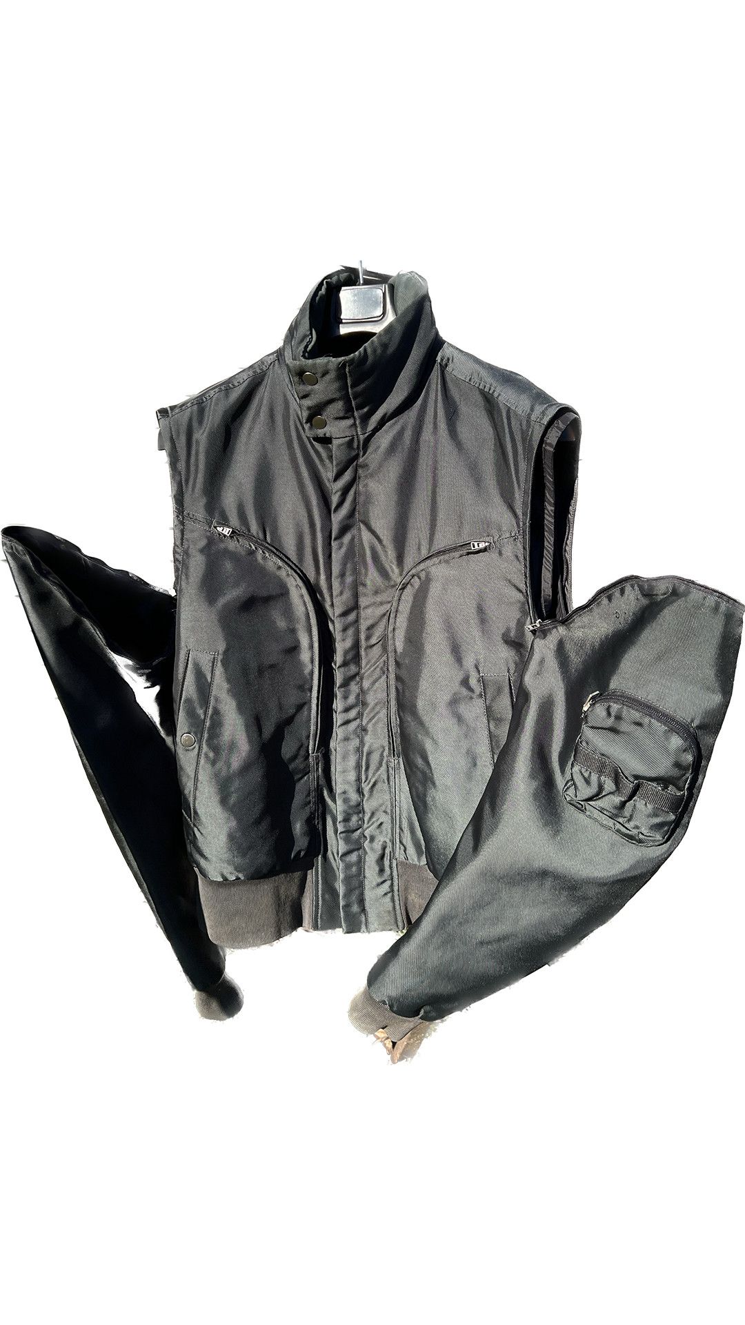 image of Curved Zipper Pocket Bomber Jacket in Olive, Men's (Size Medium)