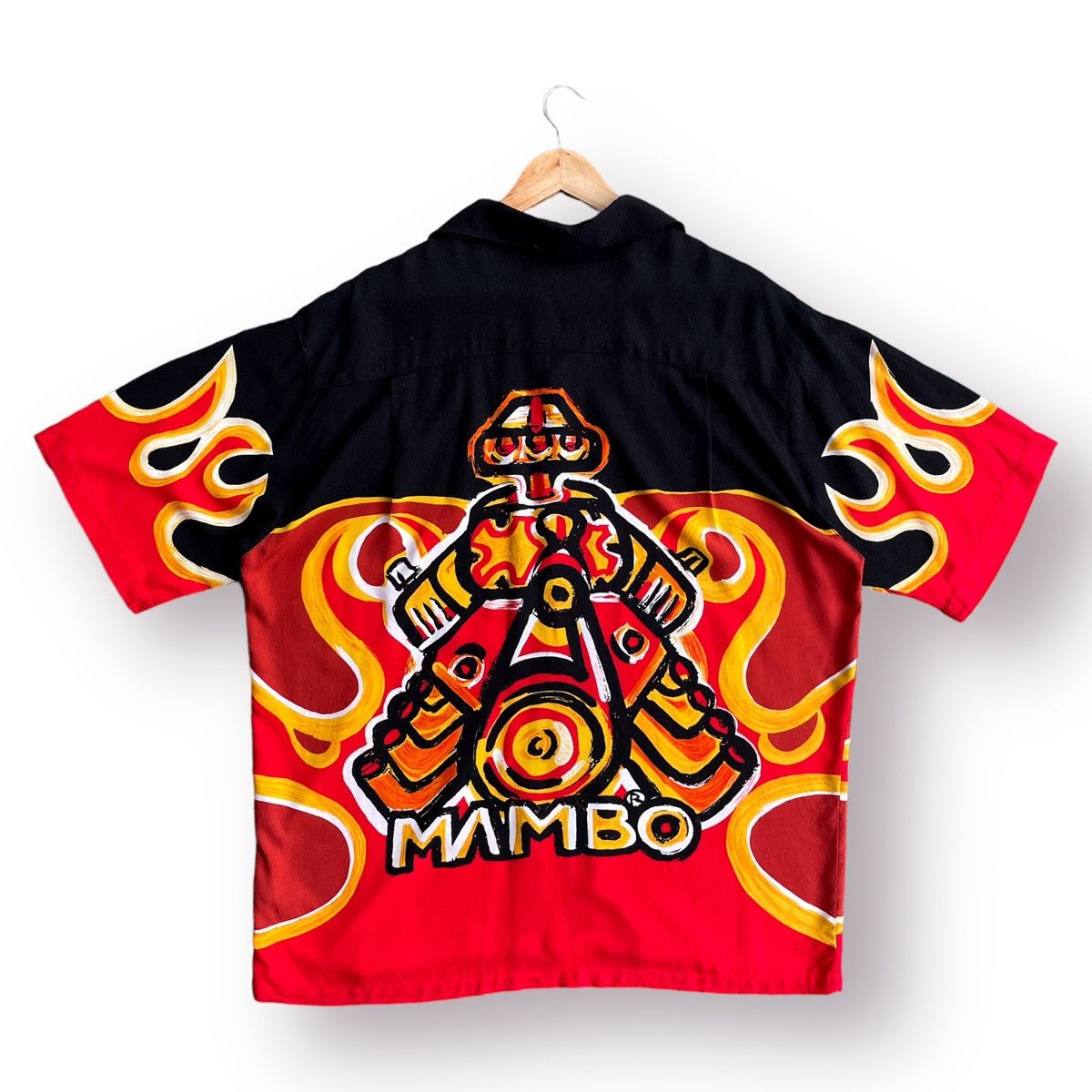 Mambo × Vintage Rare Vintage 90s Mambo Loud Shirts Flame Relaxed Shirt Size US XL / EU 56 / 4 - 5 Thumbnail