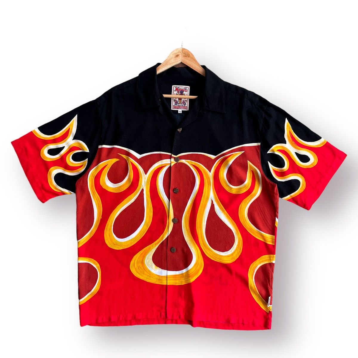 Mambo loud shirts ファイヤーパターン ヴィンテージアロハシャツ MAMBO LOUD SHIRT 'FLAME' NEW RARE VINTAGE Size L Robin