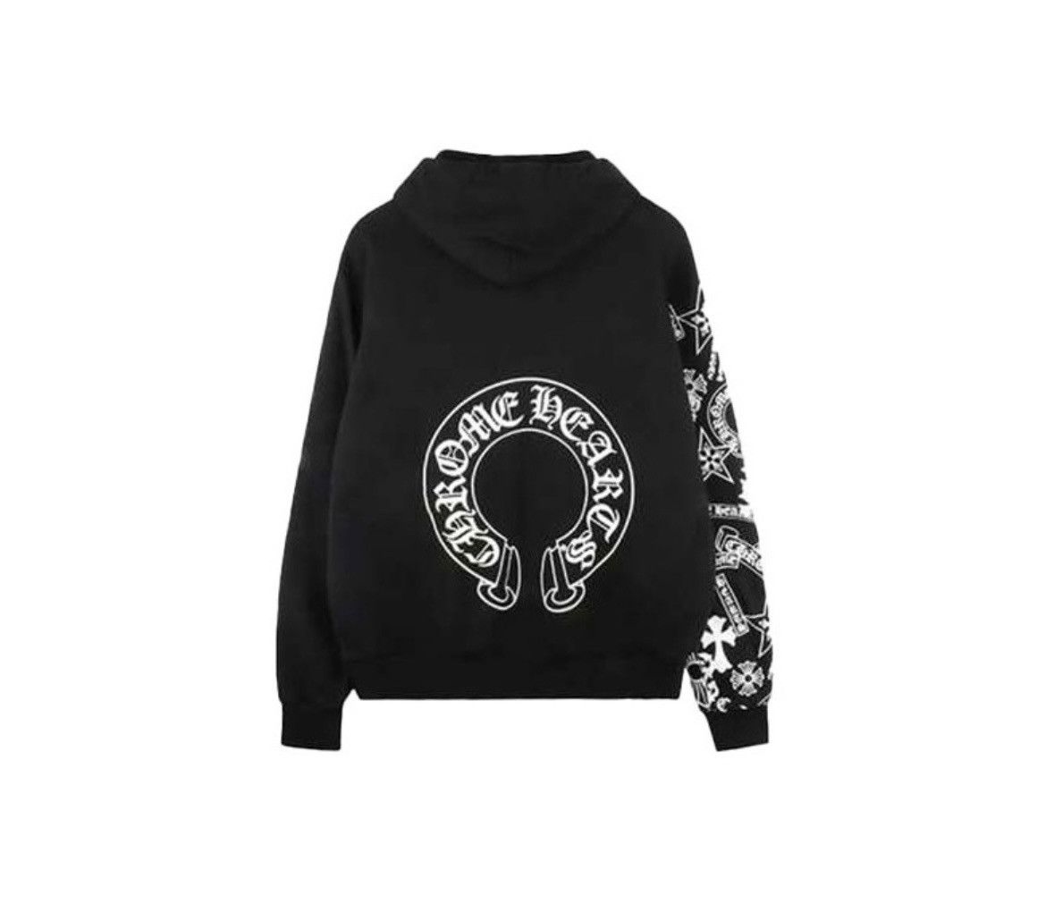 image of Chrome Hearts Full Arm Logo Motif Horseshoe Hoodie in Black, Men's (Size Small)