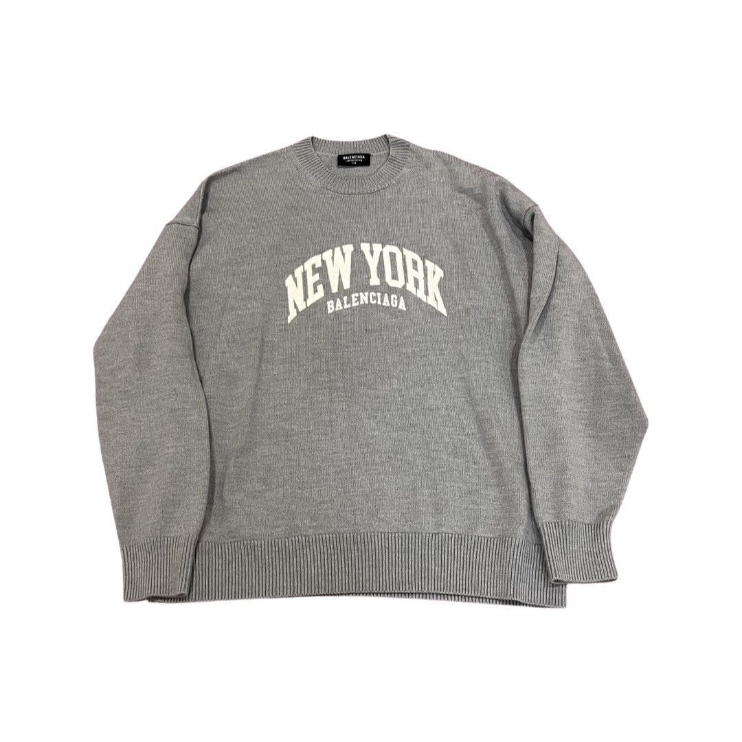 image of Balenciaga New York Wool Sweater Limited Edition Of 20 in Grey, Men's (Size Small)