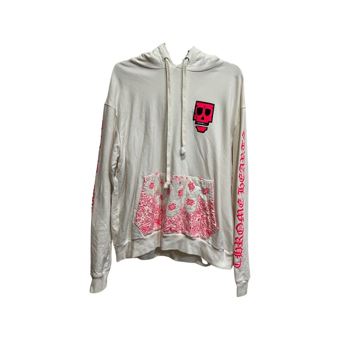 image of Chrome Hearts Monkpunk Paisley Friend And Family Hoodie in White, Men's (Size Medium)